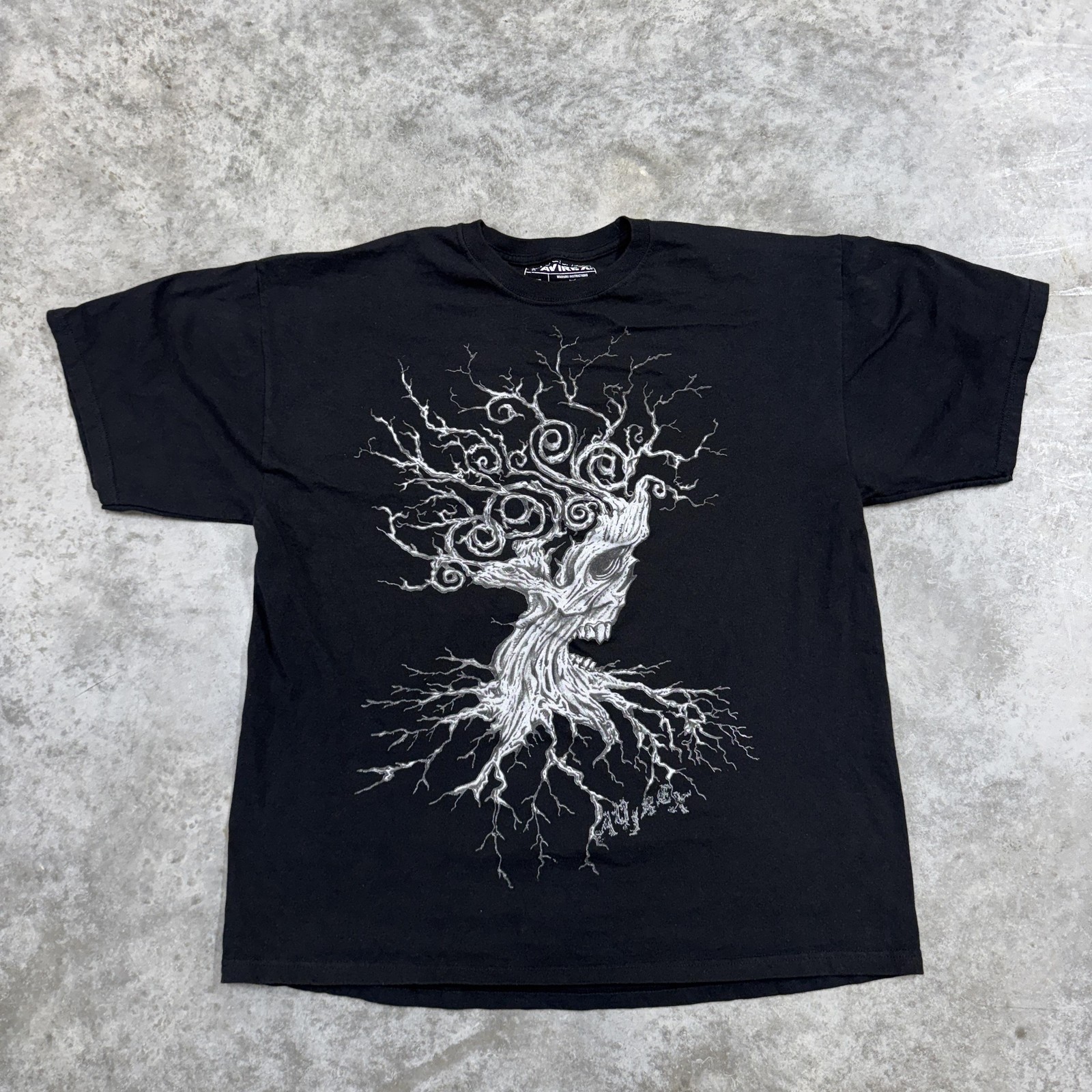 Avirex Shirt Mens XL Black Graphic Tee Tree of Life Gnarled Roots Streetwear