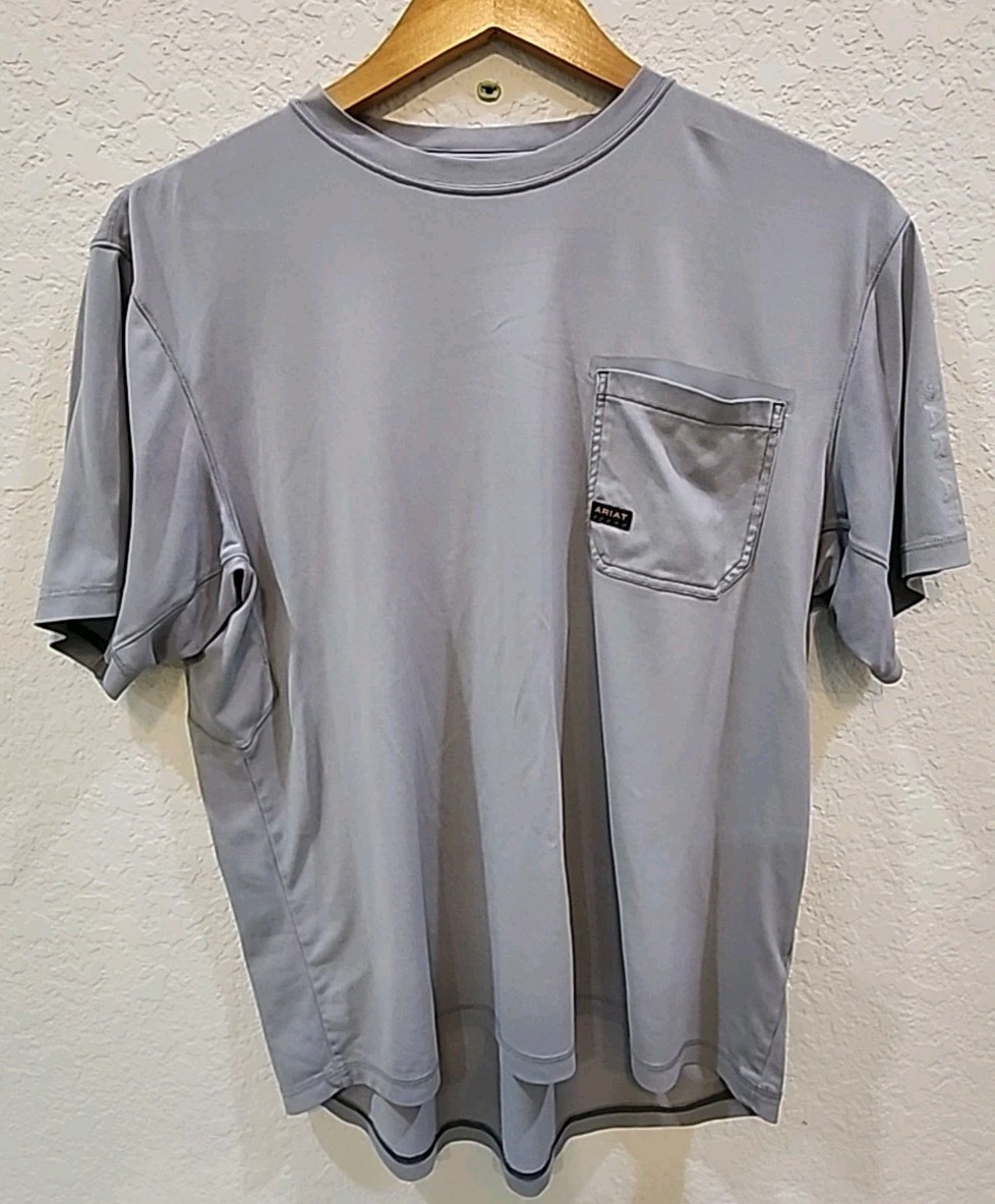 Ariat Rebar T-Shirt Men&rsquo;s Medium Gray Short Sleeves Front Pocket