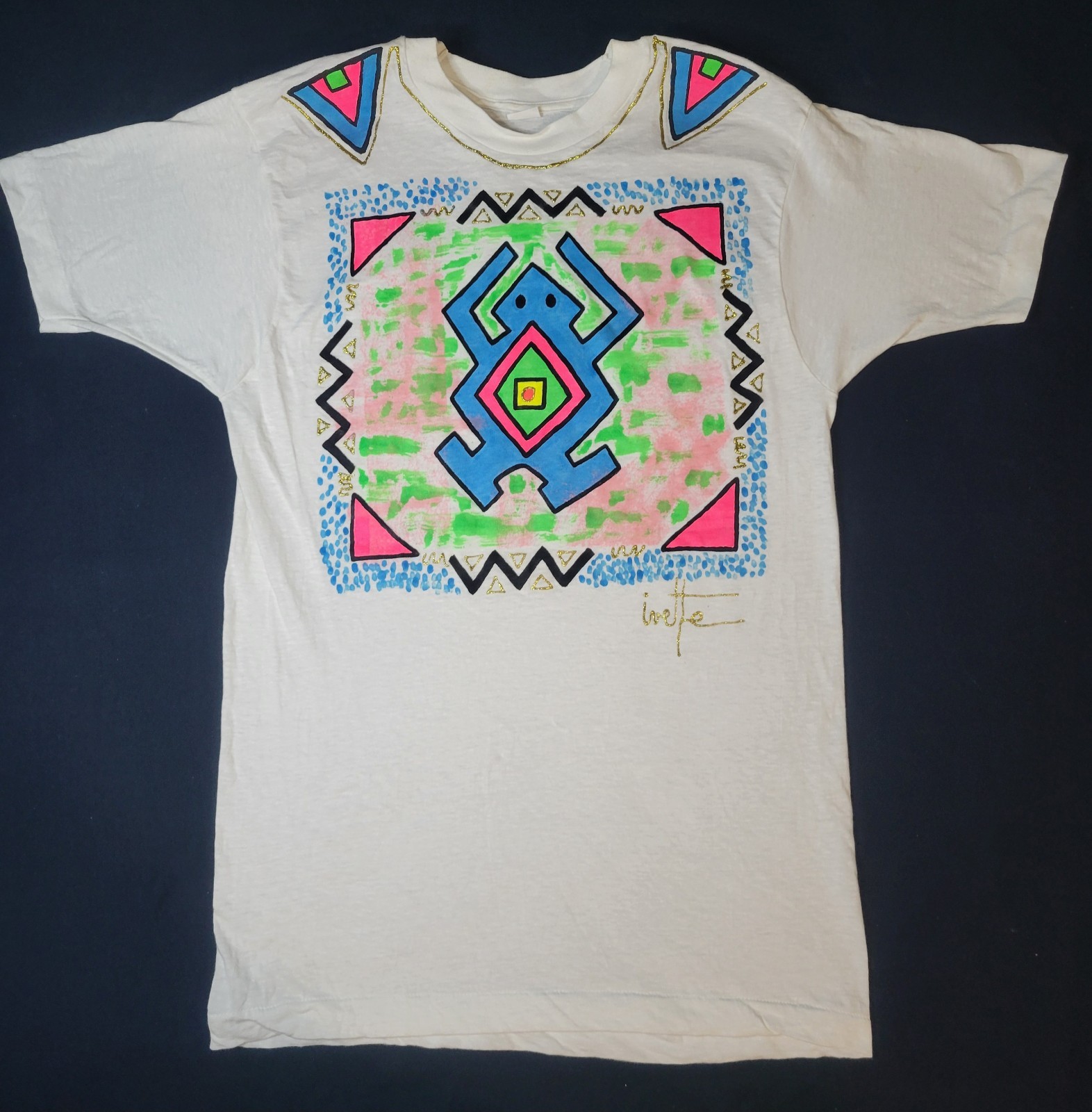 Vintage 1980s Hand Painted Single Stitch T-Shirt Excellent Condition