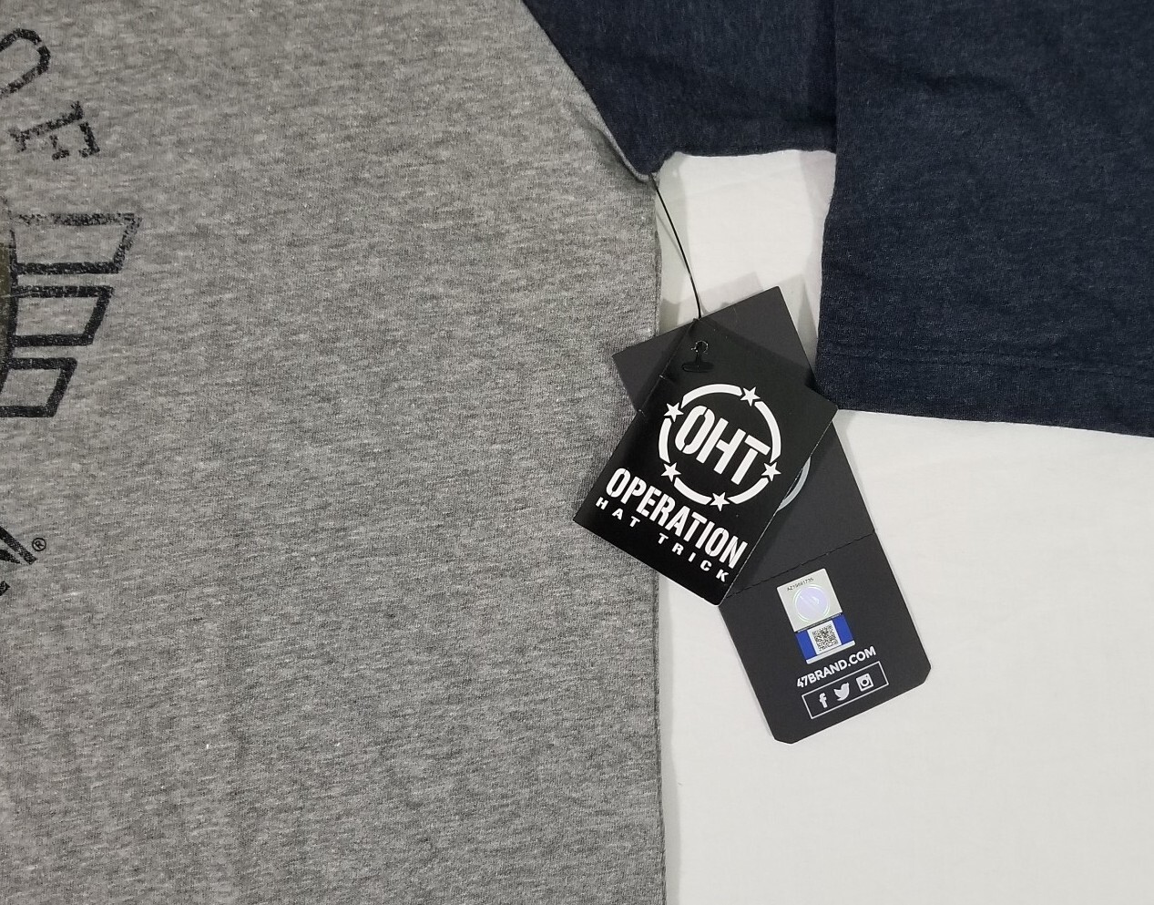 &rsquo;47 Brand MICHIGAN WOLVERINES Operation Hat Trick Raglan 3/4 T-Shirt Adult M NWT