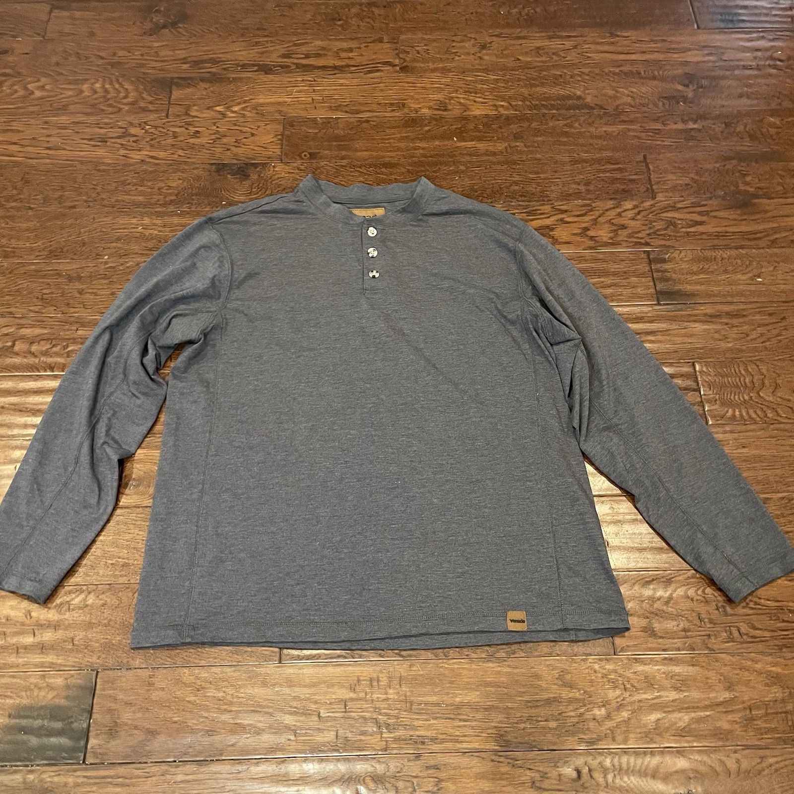 Venado Flex Henley Shirt Mens Large Dark Gray Long Sleeve