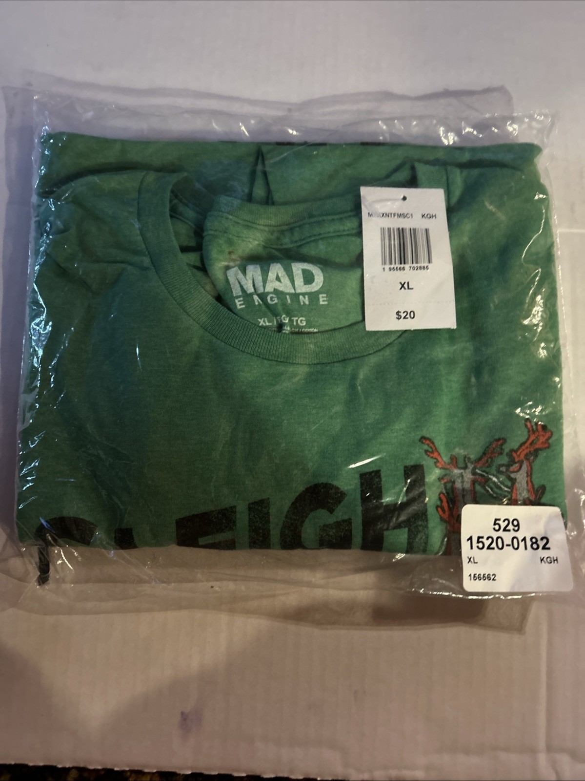Mad Engine Sleigh All Day Graphic Tee Size XL Green Christmas Shirt