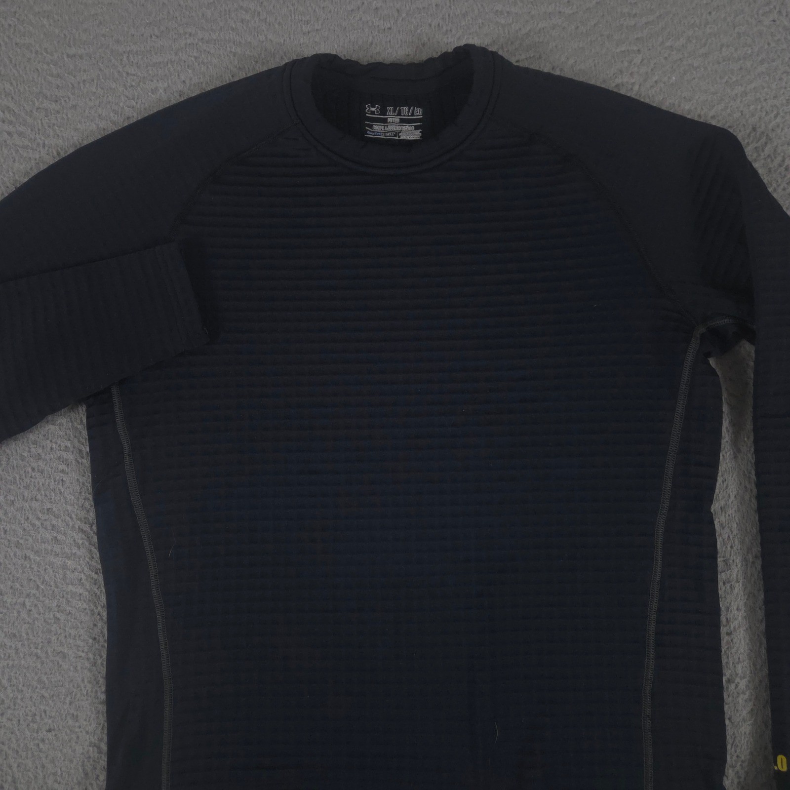 Under Armour Shirt Mens XL Black ColdGear UA Base 4.0 Crew Thermal Fleece Grid