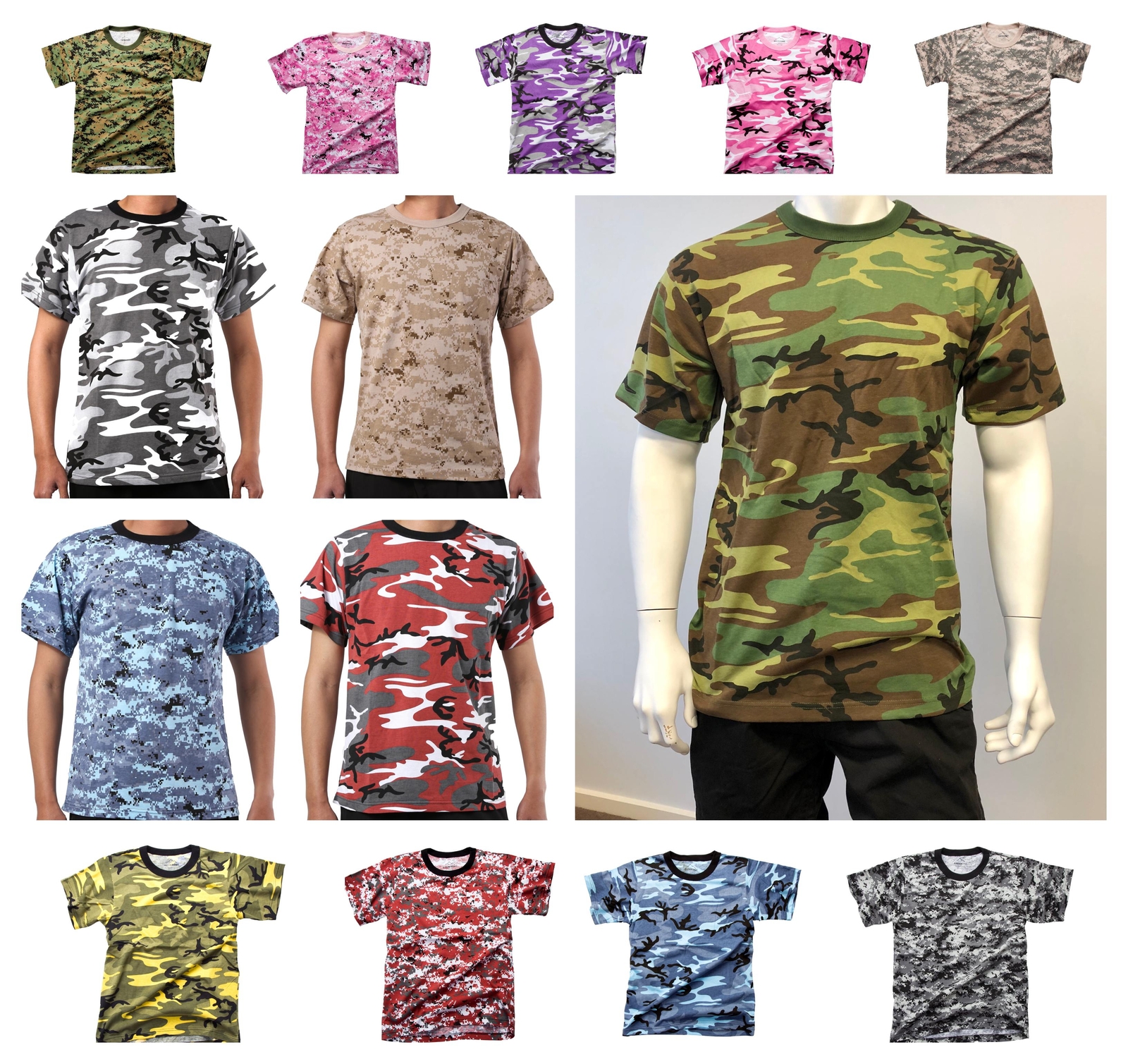 Mens Army Military Style Gym Training Running Outdoor Boot Camp Camo T-shirt Tee