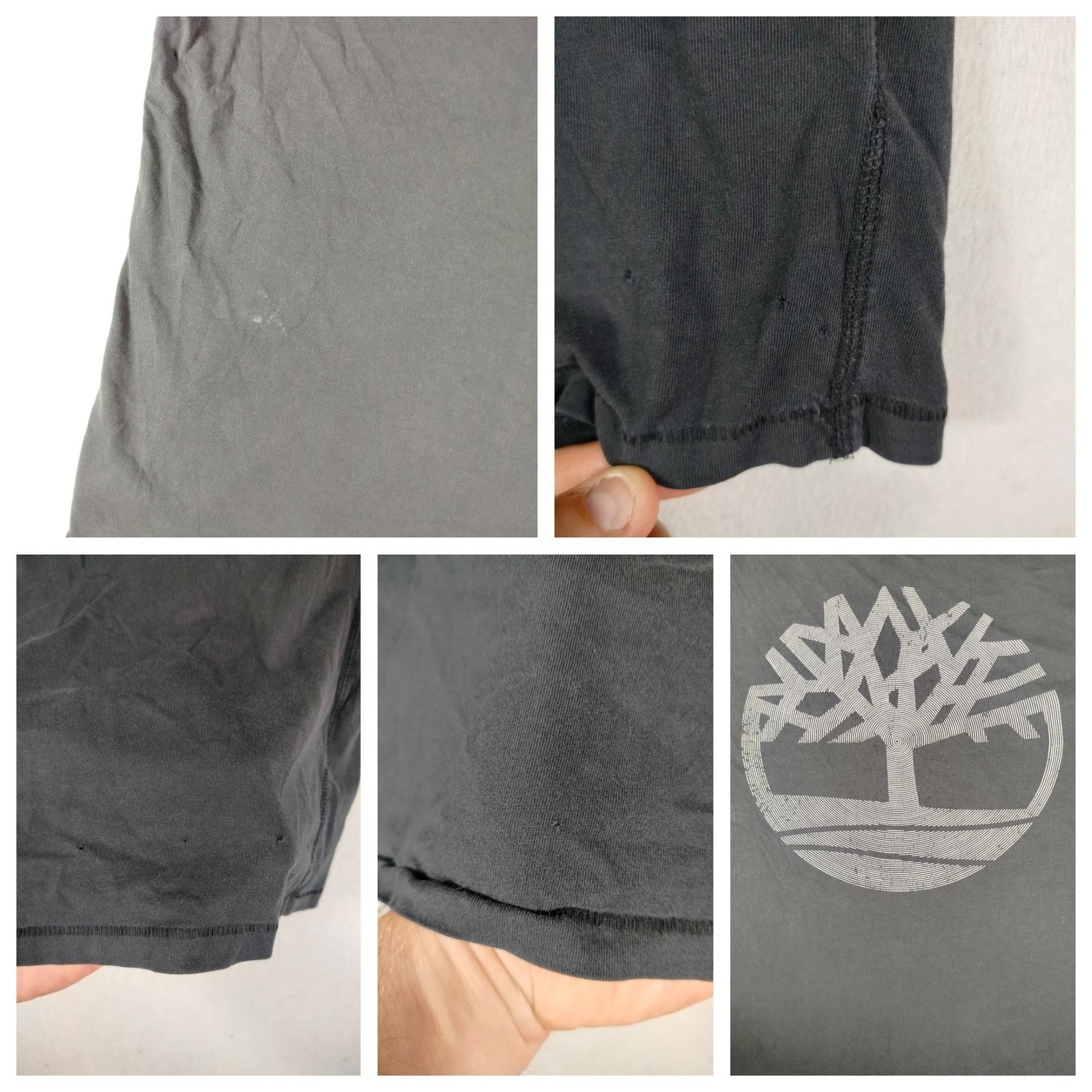 Timberland Shirt Mens 2XL Lot 2 Gray Black Tree Logo Graphic Tee Tagless Organic