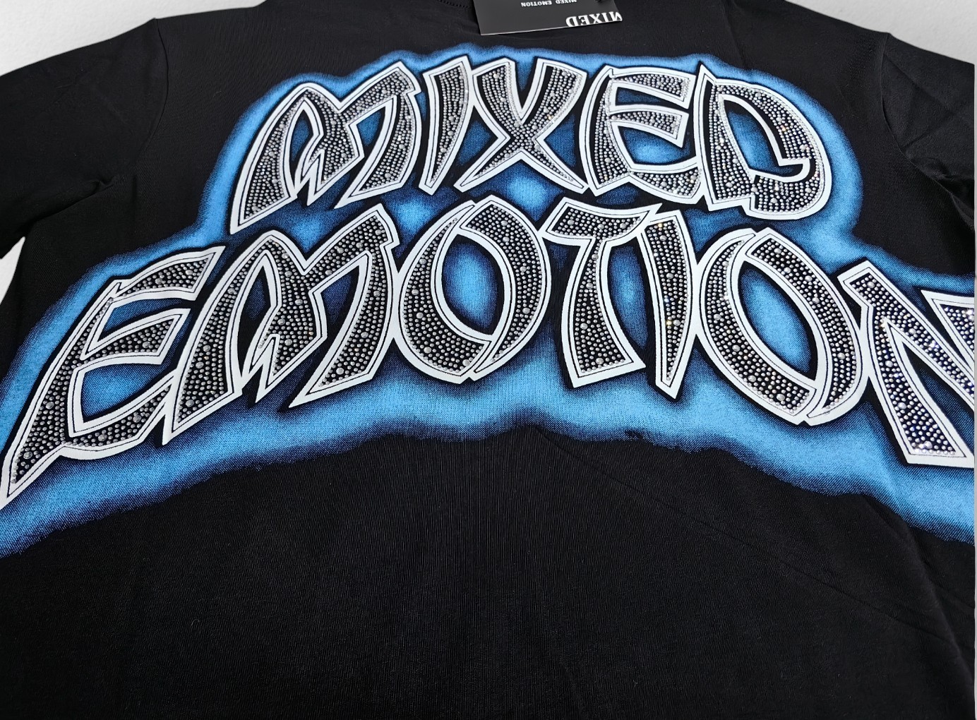 NEW 2026 Mixed Emotion Black « Spirit » Rhinestone High-Quality Men&rsquo;s T-Shirt S-XL