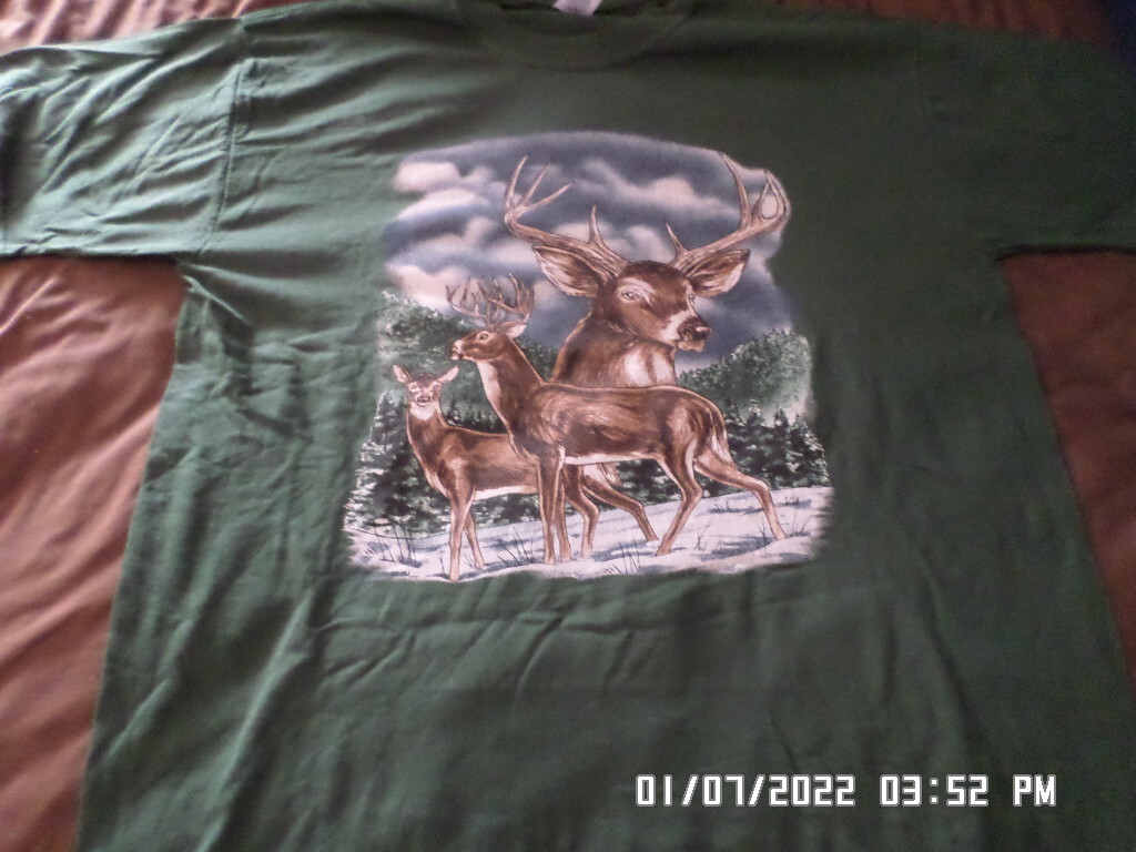 NEW Hunting T-Shirt: 2 Bucks & Doe In Snow… Hunter (Lots of sizes & colors)