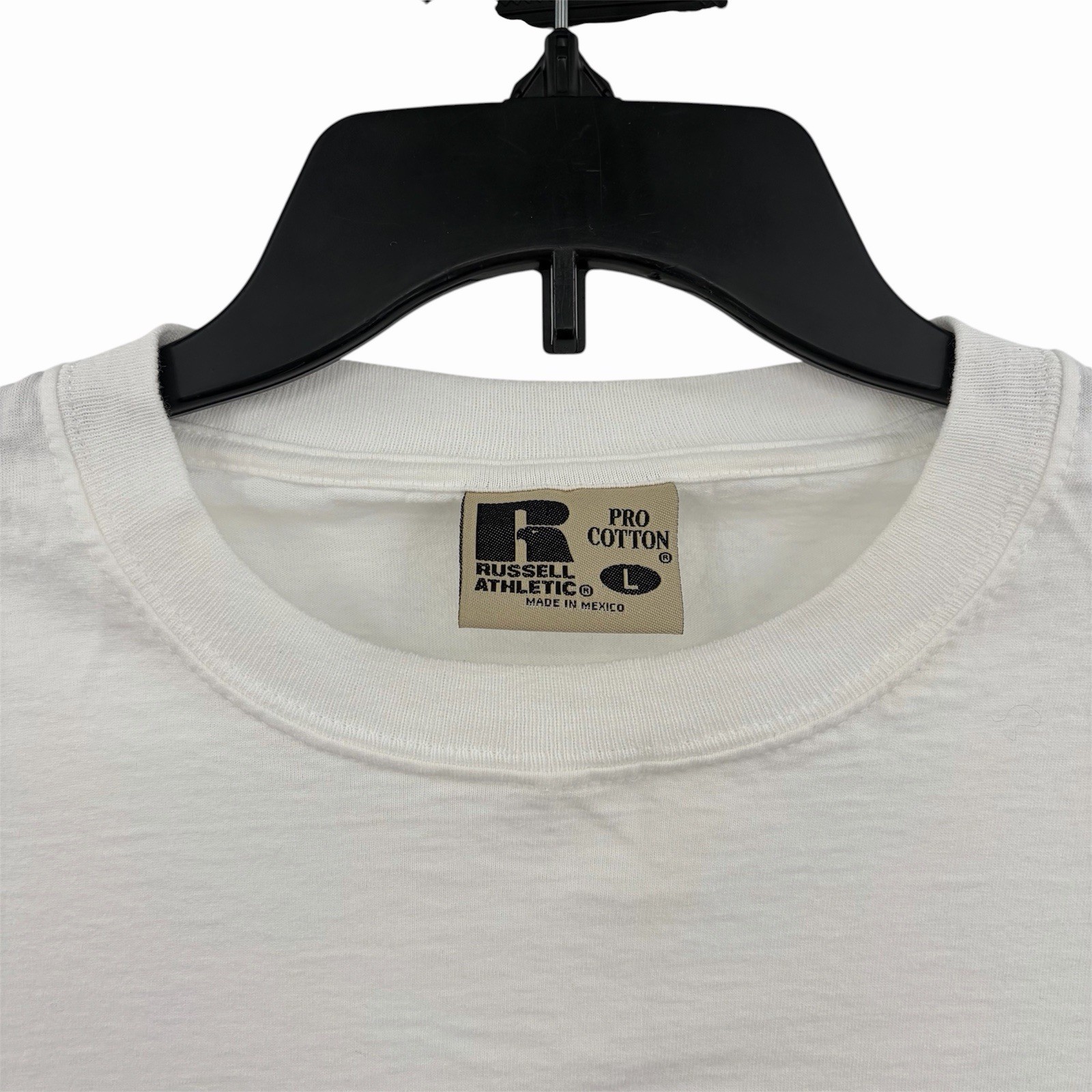 Vintage Russell Athletic Pocket Shirt Mens Large White Pro Cotton Active Y2K