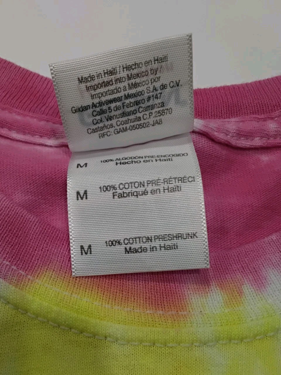New Tie Dye Men&rsquo;s Medium T-Shirt Pink Yellow Multicolor Swirl Spiral
