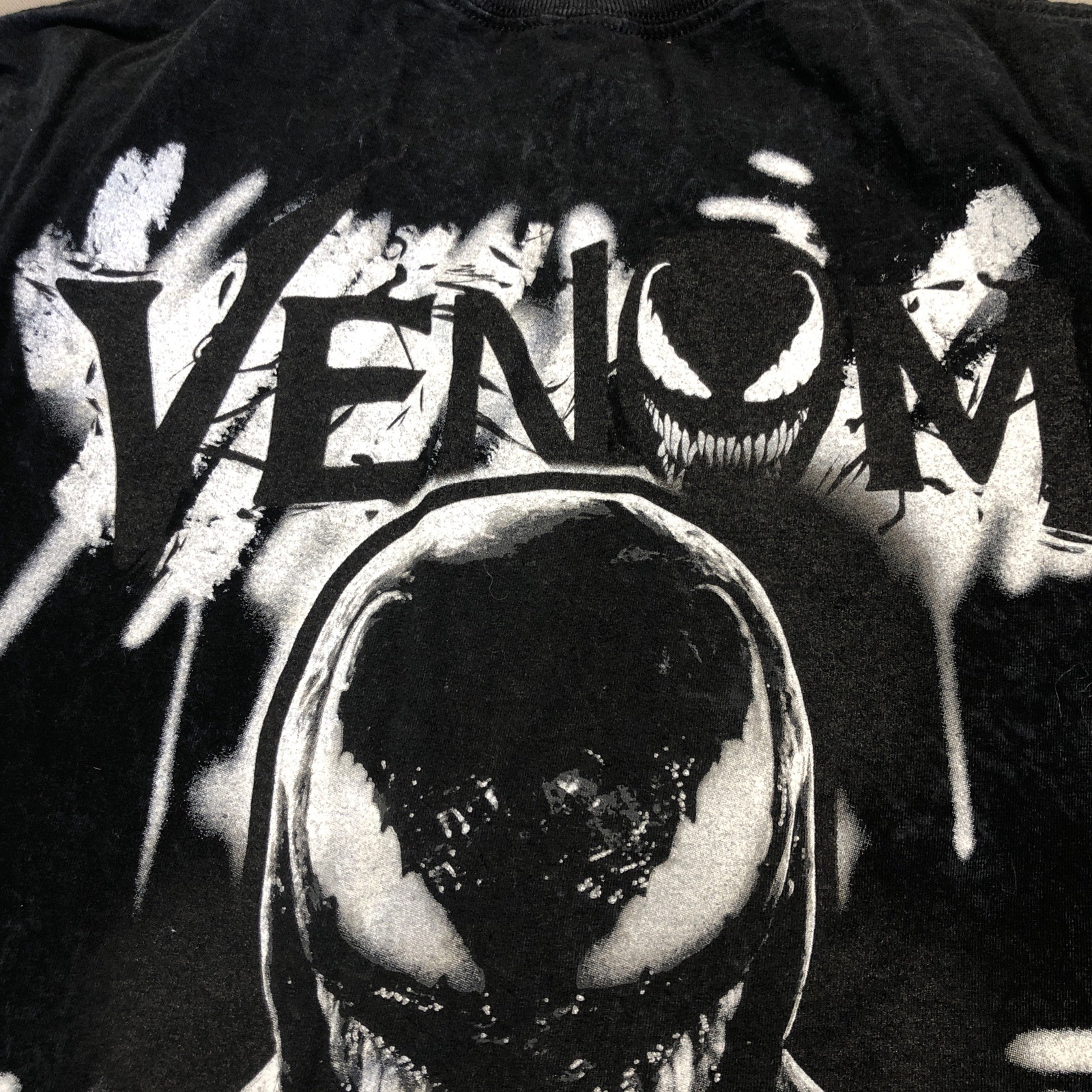 Marvel Venom Shirt Graphic Tee Comic Book Movie Superhero Mineral Wash Black Sm