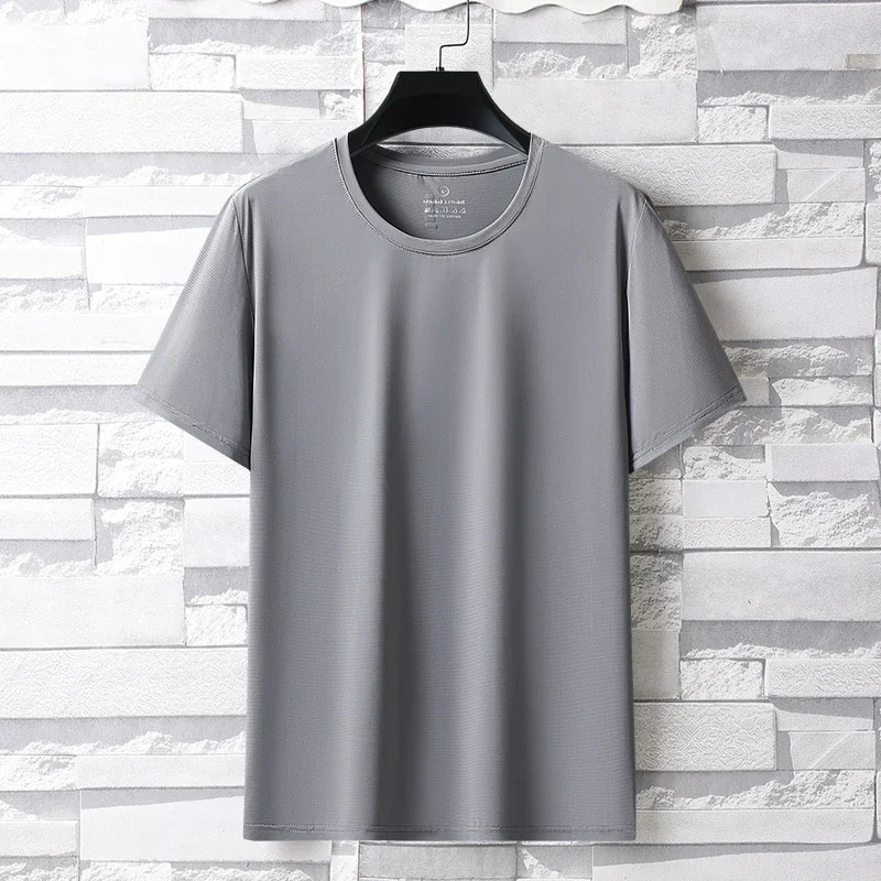Summer New Ice Silk Men&rsquo;s High Elastic Sports Casual T-shirt Cool Breathable Swe
