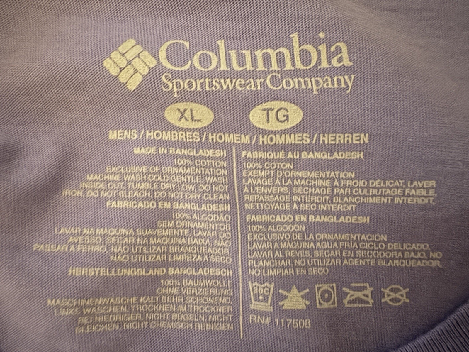 Columbia PFG T-Shirt Mens XLarge Light Purple Fish Graphic Outdoorsman Short Slv