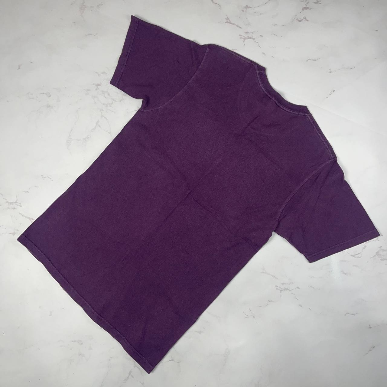 Vintage STUSSY T-Shirt Purple Glitter Logo Y2K Casual Tee Size S