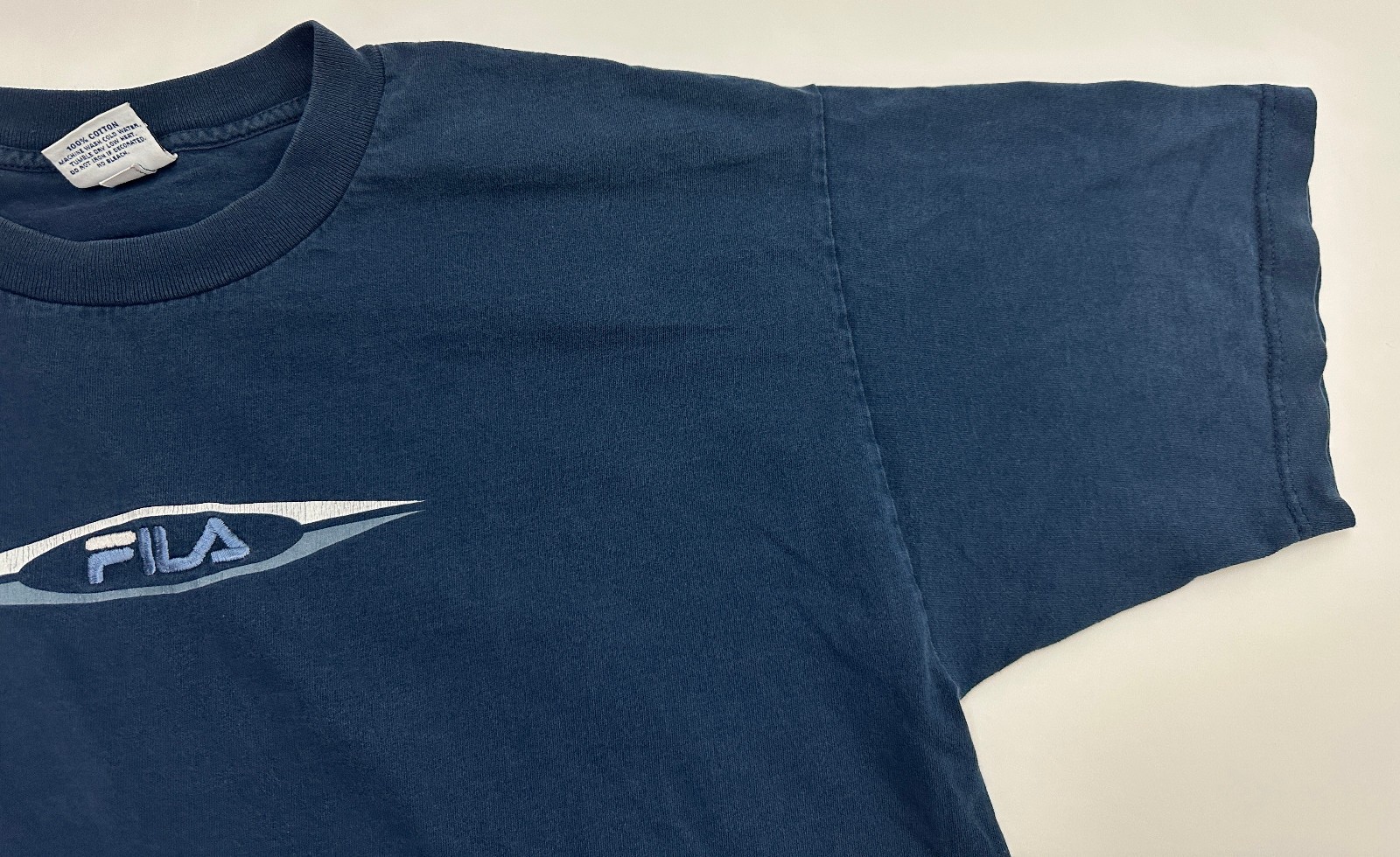 Vintage 90s FILA Shirt Men 2XL Minimal Embroidered Logo Navy Sports Made in USA