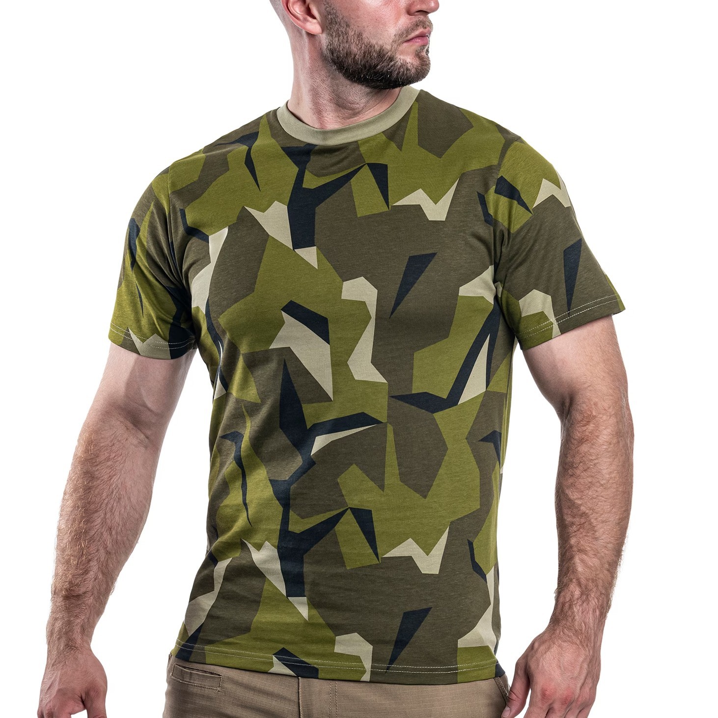 Mil-Tec Swedish M90 Camo T-Shirt Tactical Military Army 100% Cotton Tee S-3XL