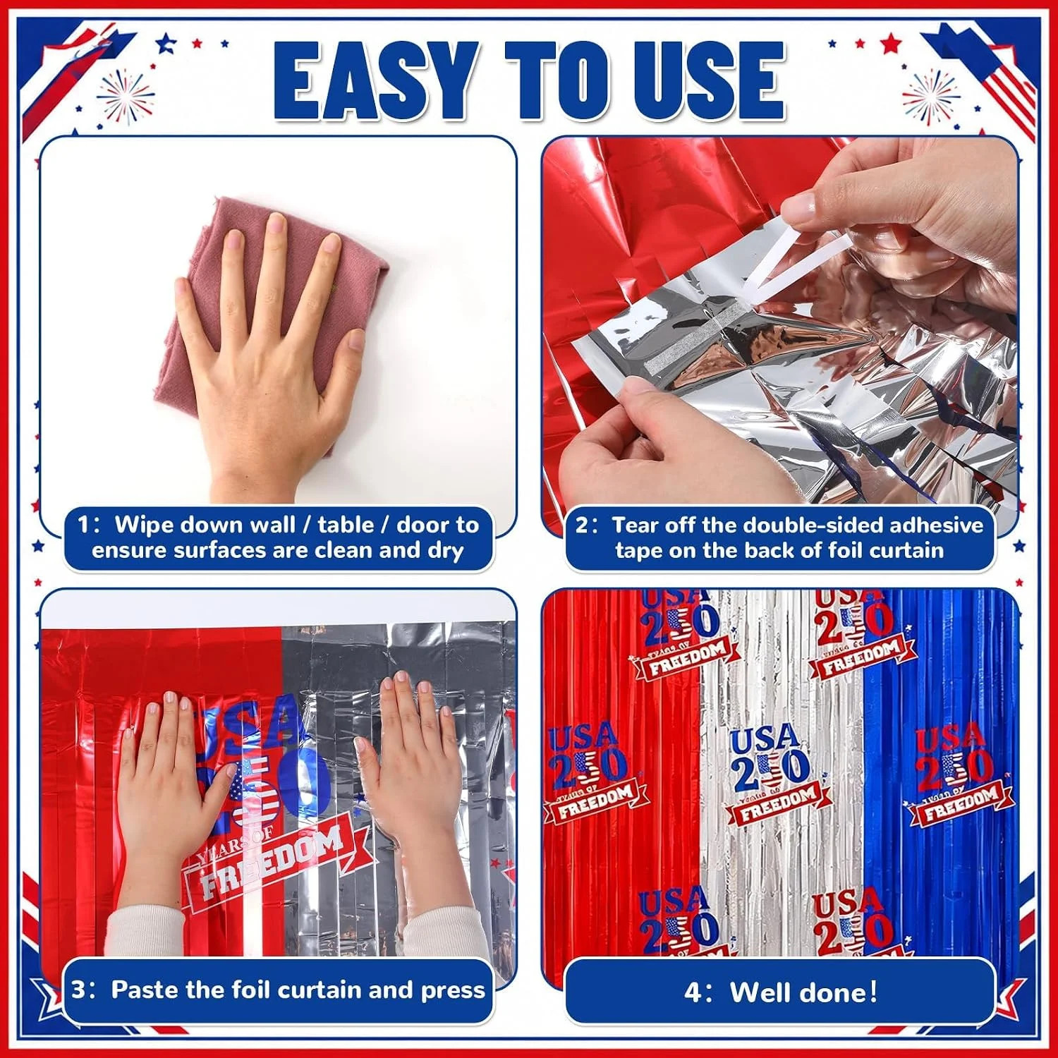 4Th of July Decorations – 2 Pack Red White and Blue Streamer for 250Th Anniversa
