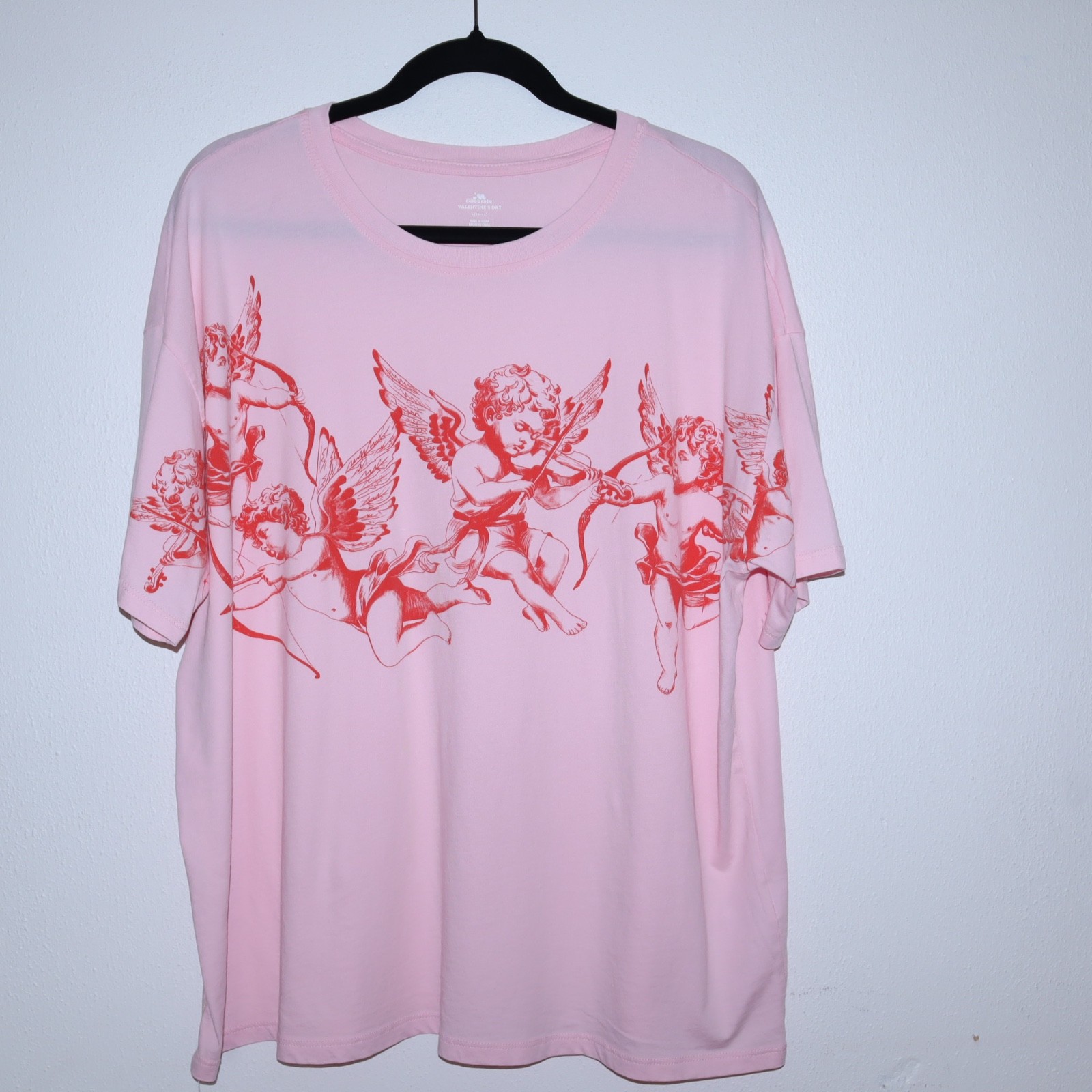Baby Angels 100% Cotton Woman&rsquo;s T Shirt Pink/Red Oversized Be My Valentine