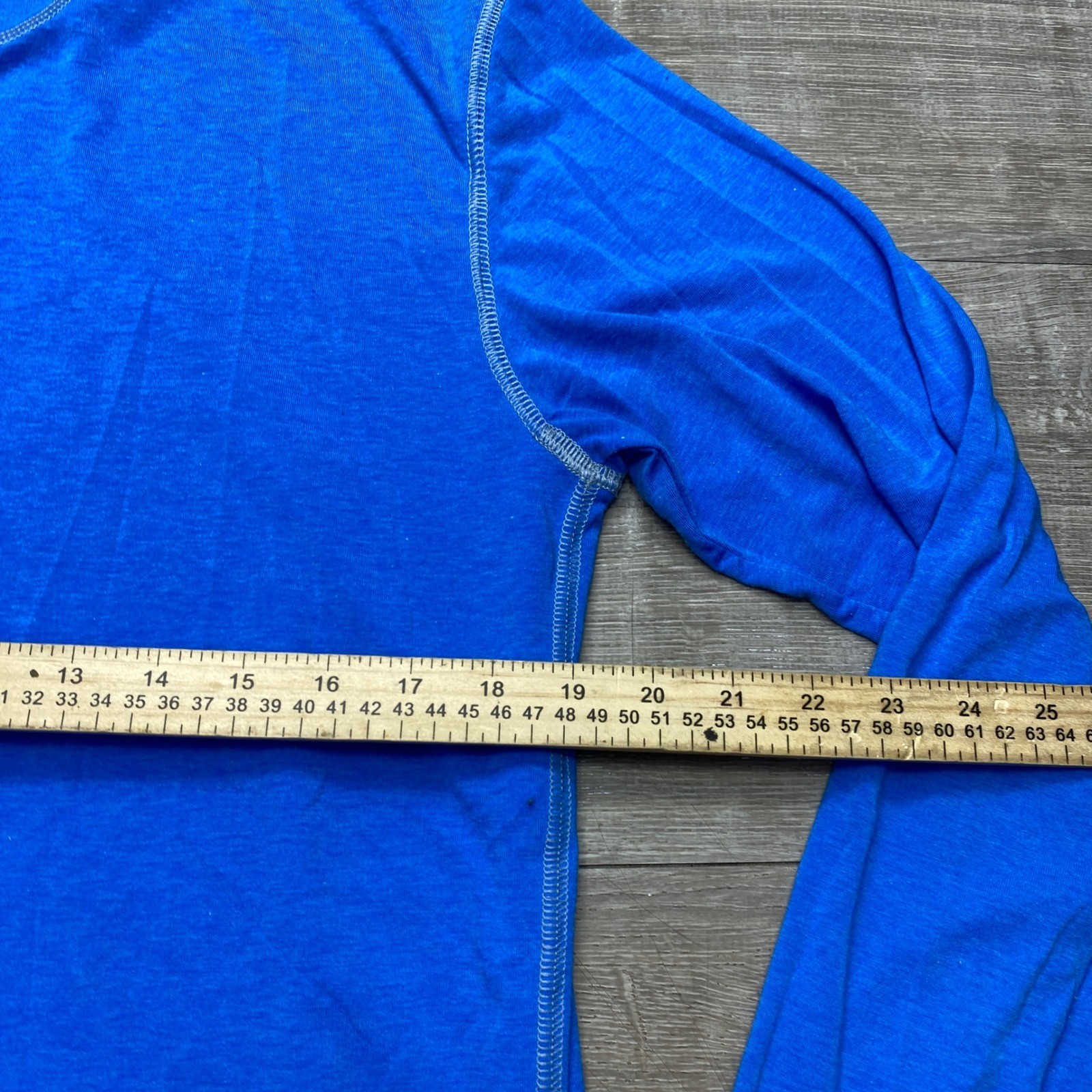 Orvis Trout Bum Mens Size M Blue Long Sleeve Performance T-Shirt Poly Cotton