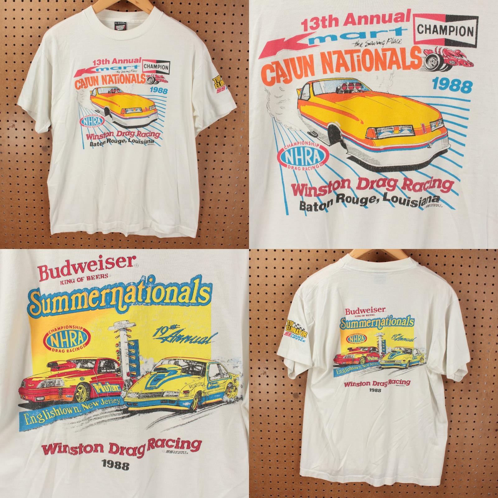 1988 NHRA Drag Racing Cajun Nationals t-shirt XL tag vtg 80s usa single stitch