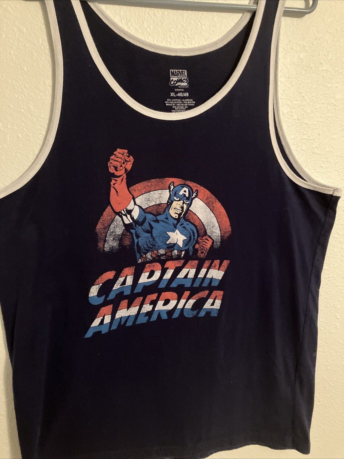 Captain America Tank Top Men’s XL Navy Blue