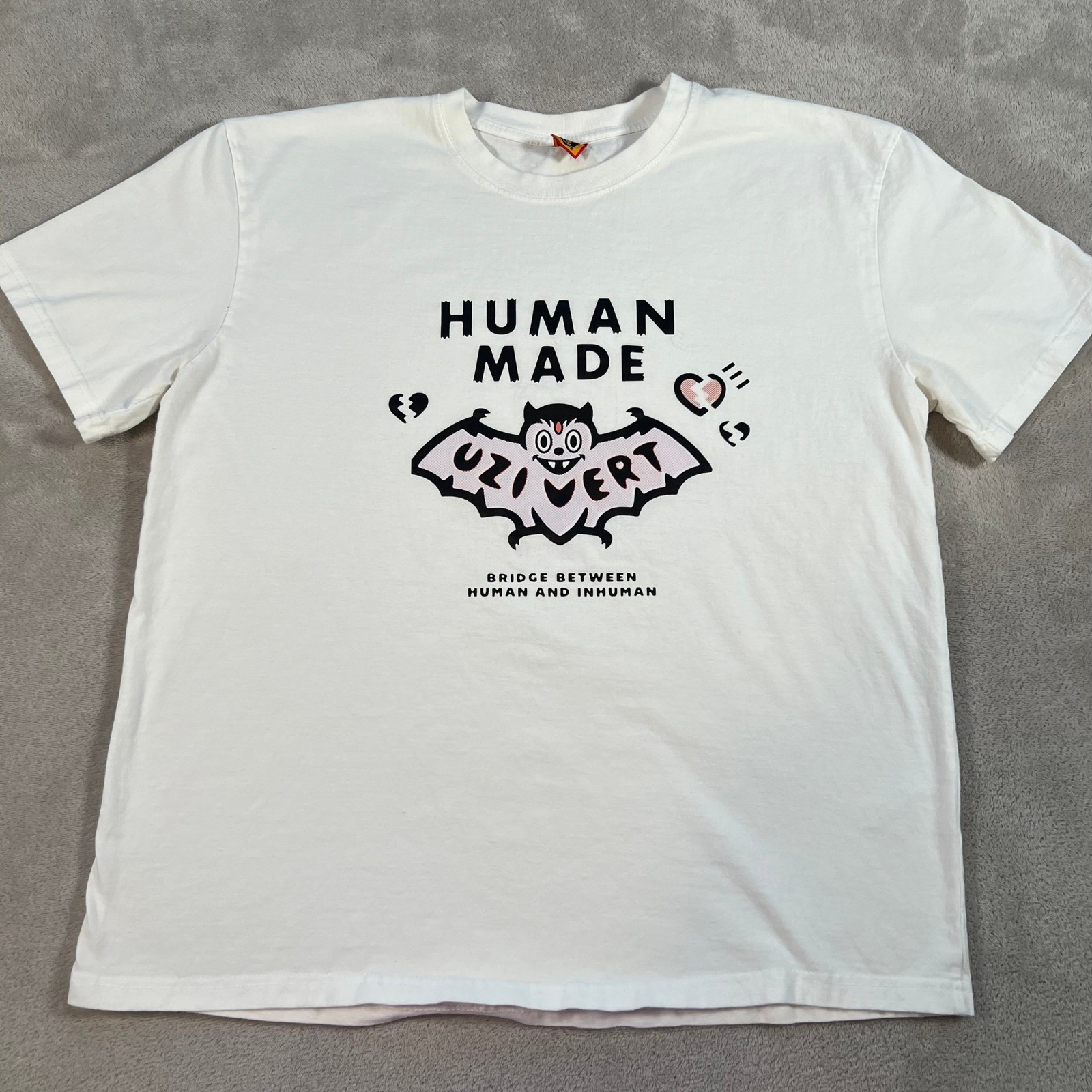 Human Made x Lil Uzi Vert T-Shirt Mens Size Large White Bat Graphic Hip Hop Rap
