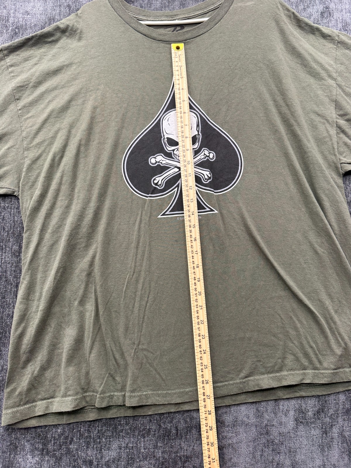 Vintage Rothco T Shirt Mens 3XL Olive Green Skull Crossbones Black Ink Design