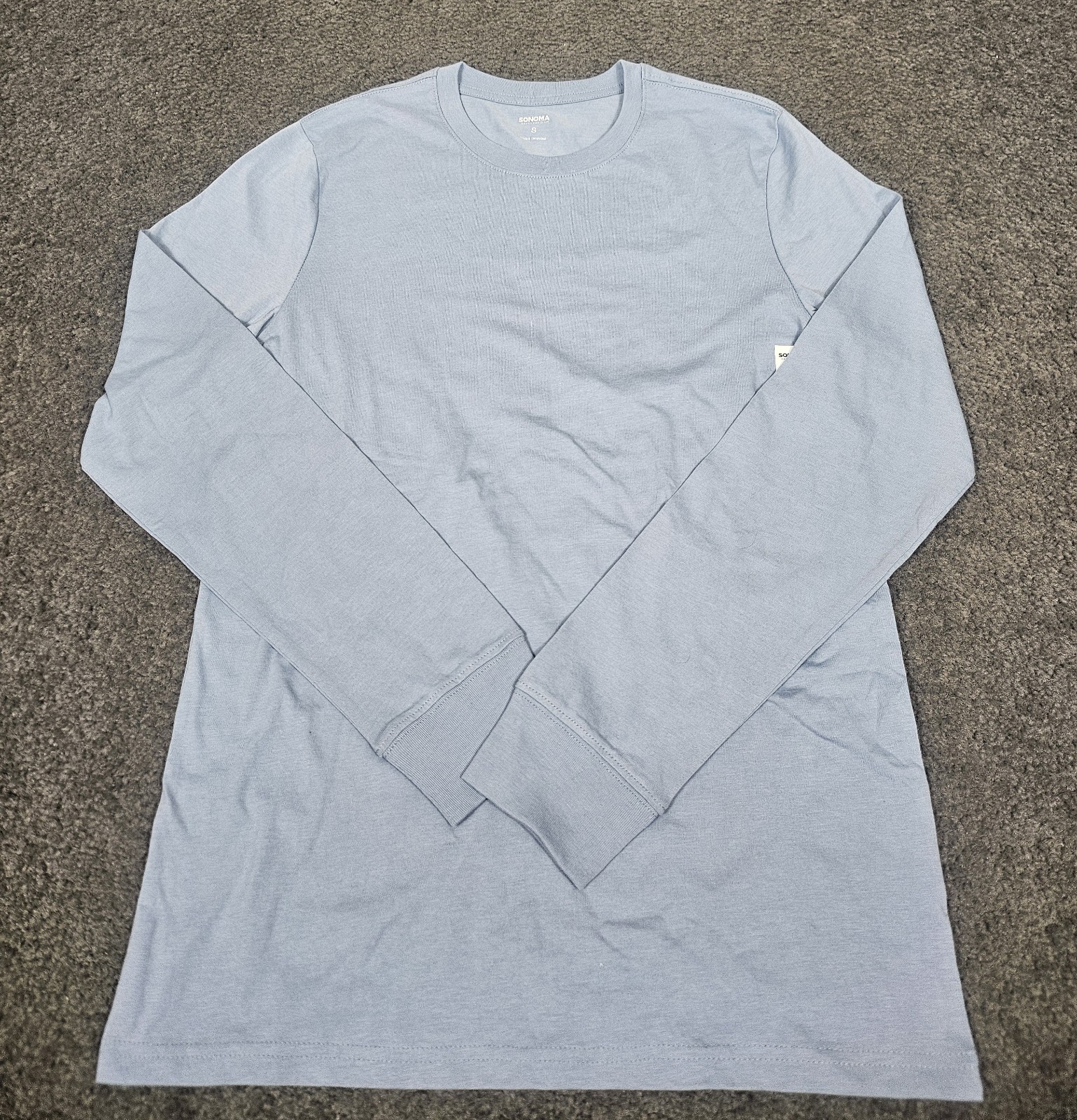 Men&rsquo;s Long Sleeve T Shirt S Blue Lightweight Sonoma Stretch Knit Crew Neck Soft