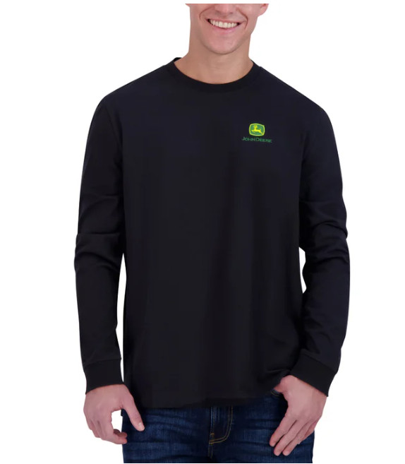 John Deere Men&rsquo;s Long Sleeve Black T-Shirt tee Logo Size M NWT