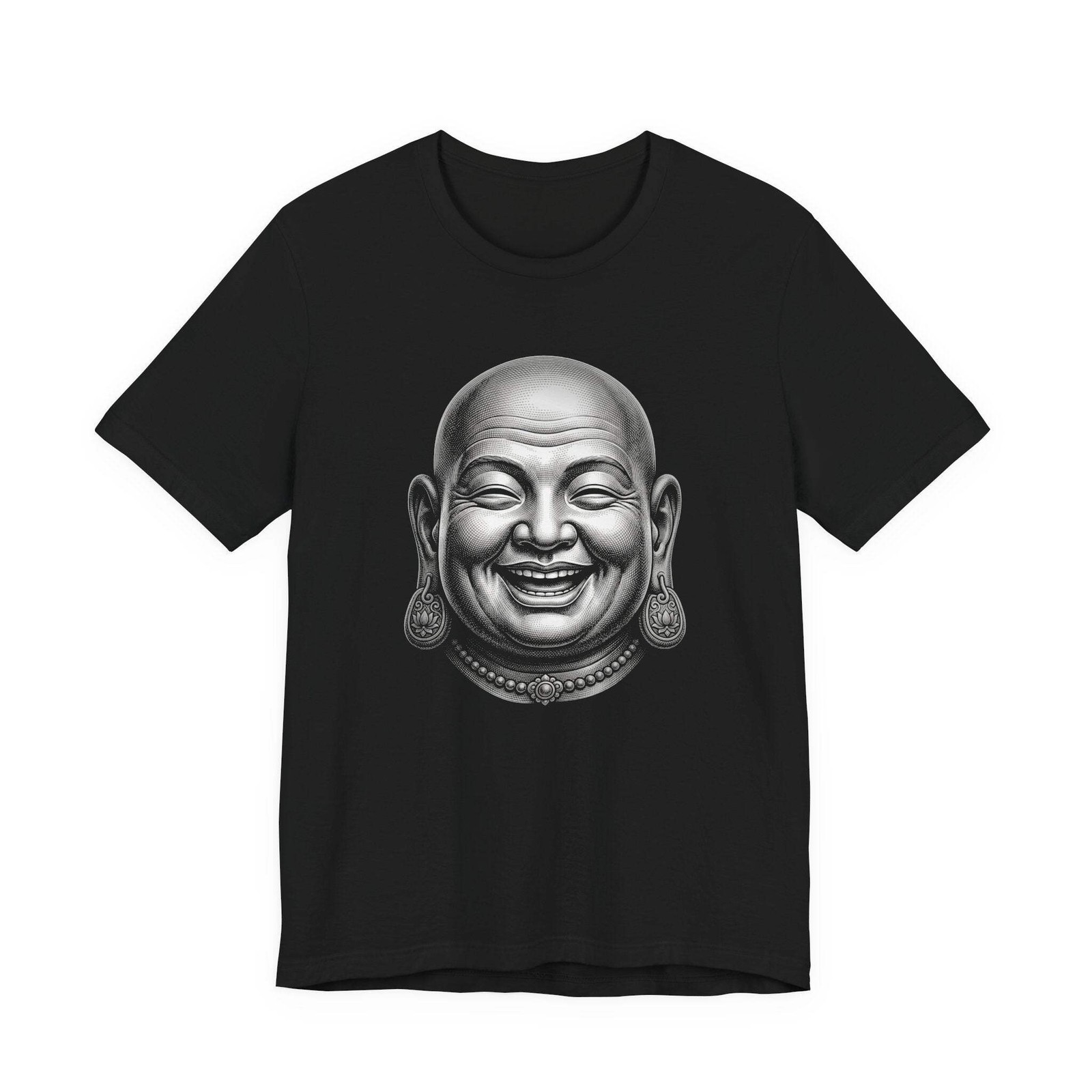 Laughing Buddha Head T-Shirt | Happy Buddhist Zen Unisex Graphic Unisex Tee