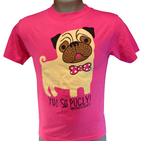 Mens David & Goliath You So Pugly Hot Pink Puppy Dog Theme Novelty Tee T-Shirt