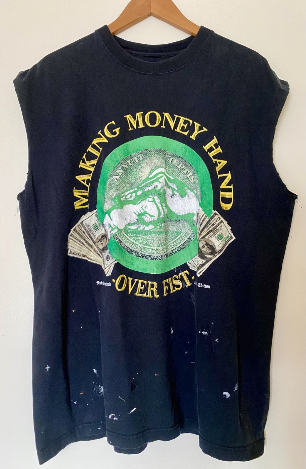 Y2K Making Money Hand Over Fist Graphic Muscle Shirt Tank Limited Edition XXL 💲