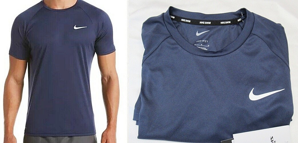 Nike Men&rsquo;s Hydroguard Dri-FIT Stretch UPF 40+ Guard Swim Top Size M Navy NWT