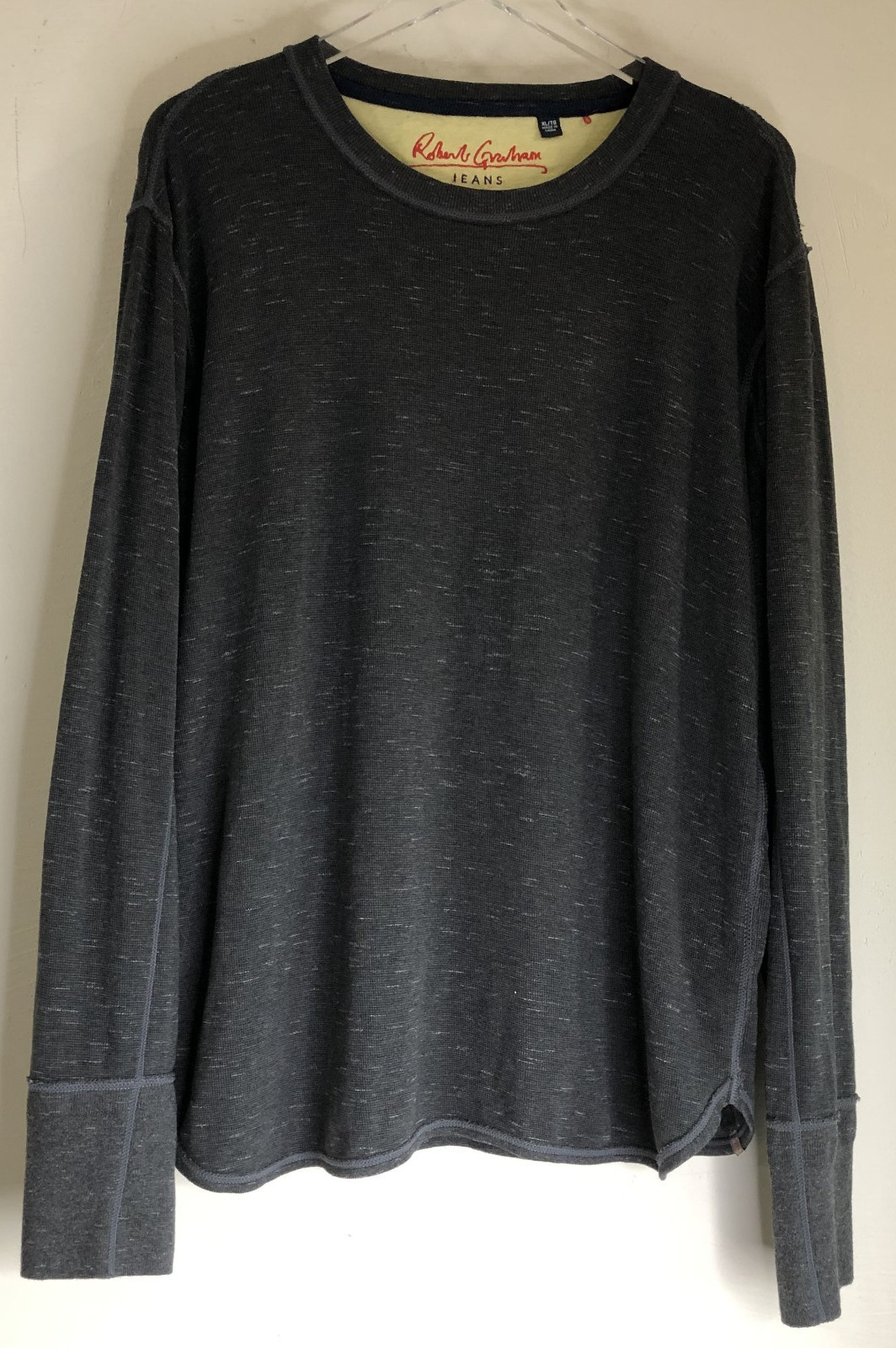Robert Graham Men&rsquo;s Sz XL Dark Gray Pullover Tee T-Shirt Long Sleeve 100% Cotton