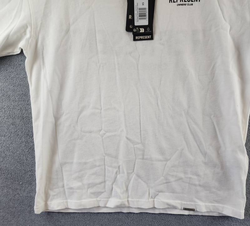 REPRESENT Owners Club Oversized Fit T-Shirt Mens XS Flat White Crewneck Pullover