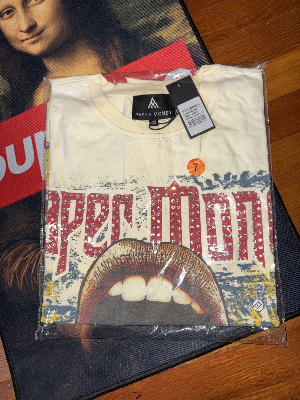 Paper Money World Tour T-Shirt Mens 2XL NWT Bone Eightball Rhinestone 🔥