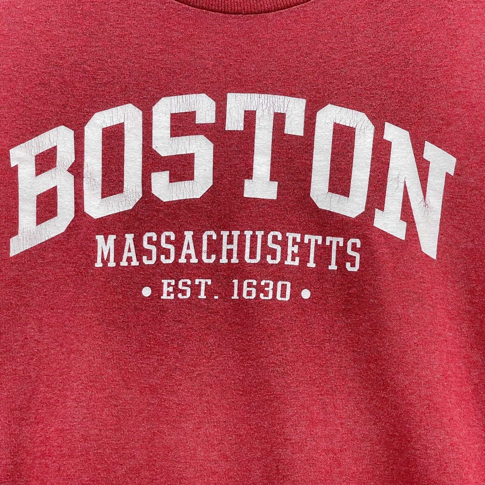 Boston Massachusetts Tee Men Large L Red Big Graphic Spell Out Casual Travel