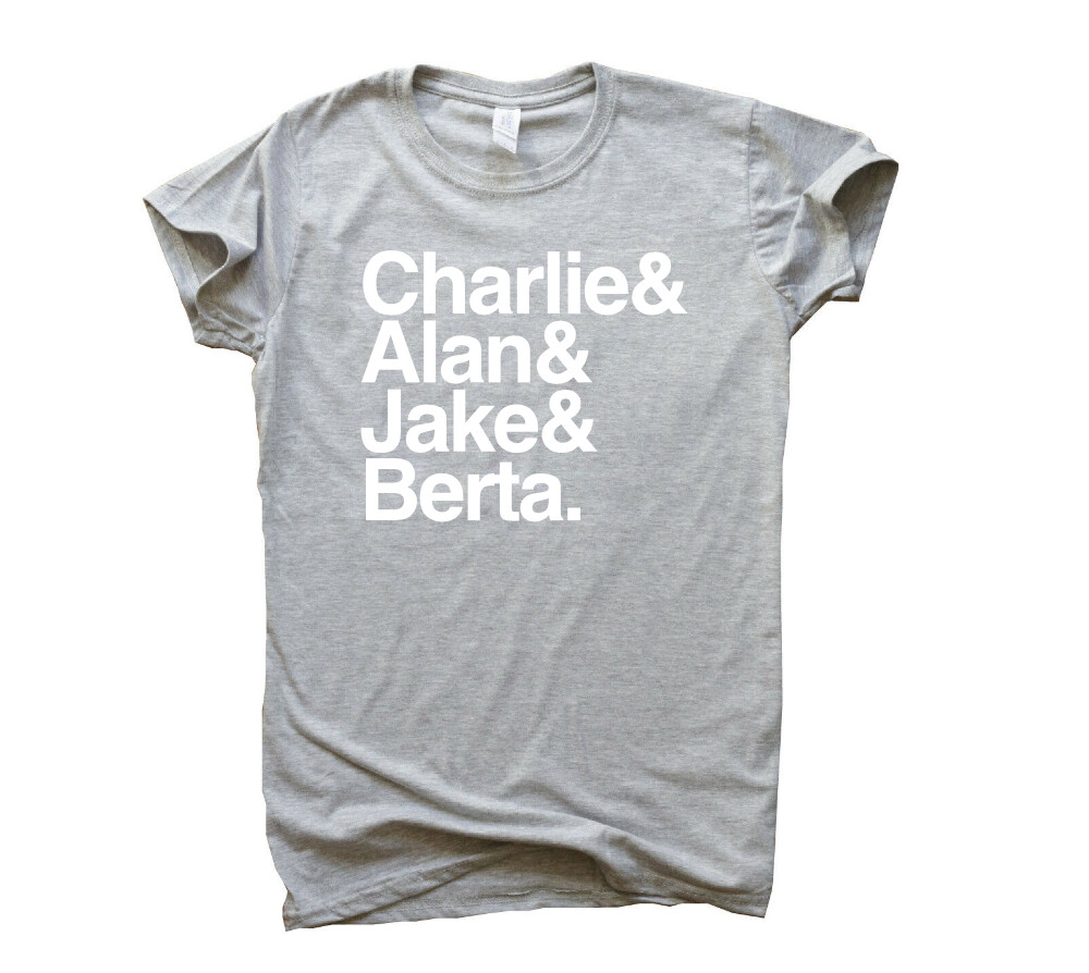 Charlie Alan Jake Berta Tshirt Two and A Half Men Lovers Characters Gift Present