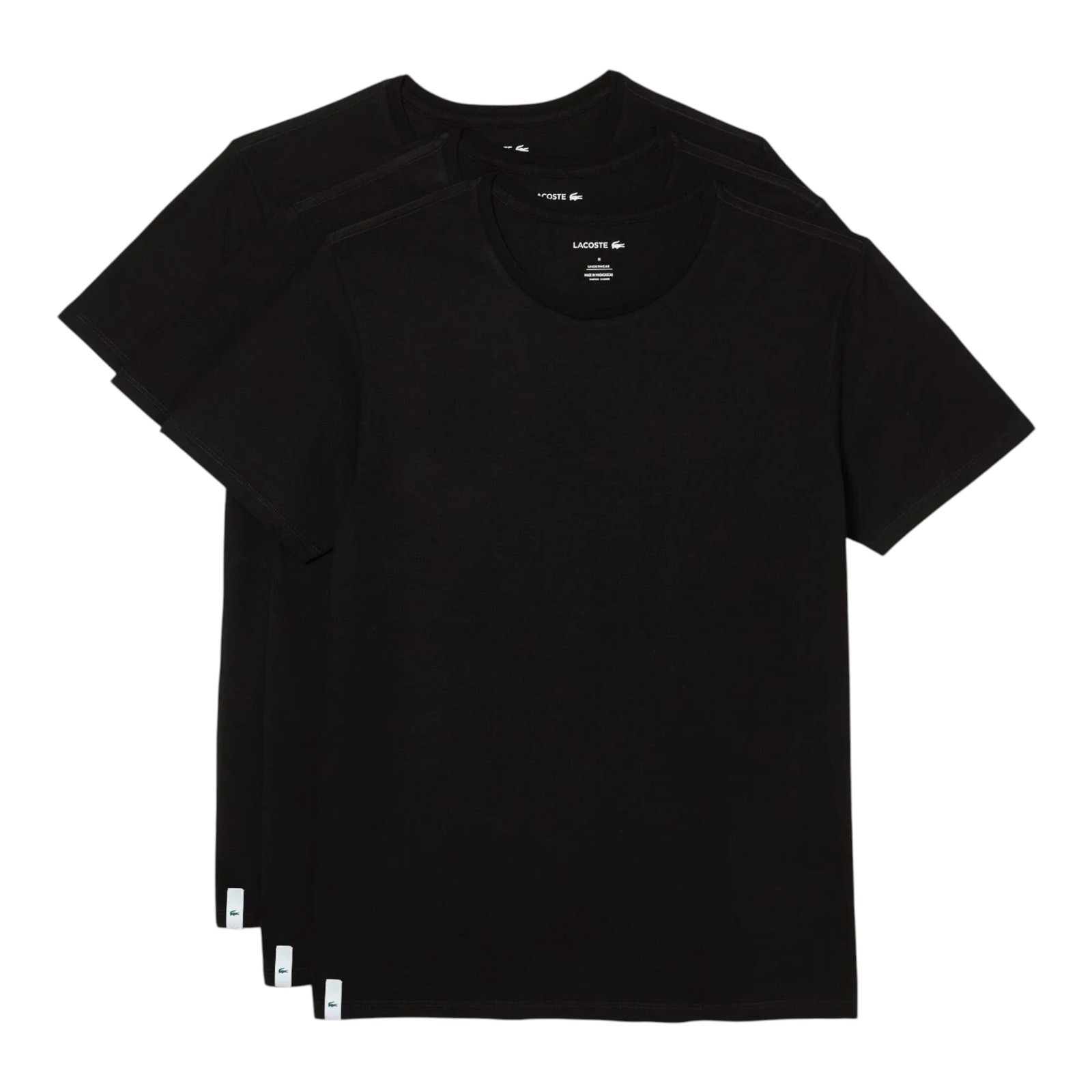 Lacoste Mens 3 Pack T Shirts Black Size M L TH3451