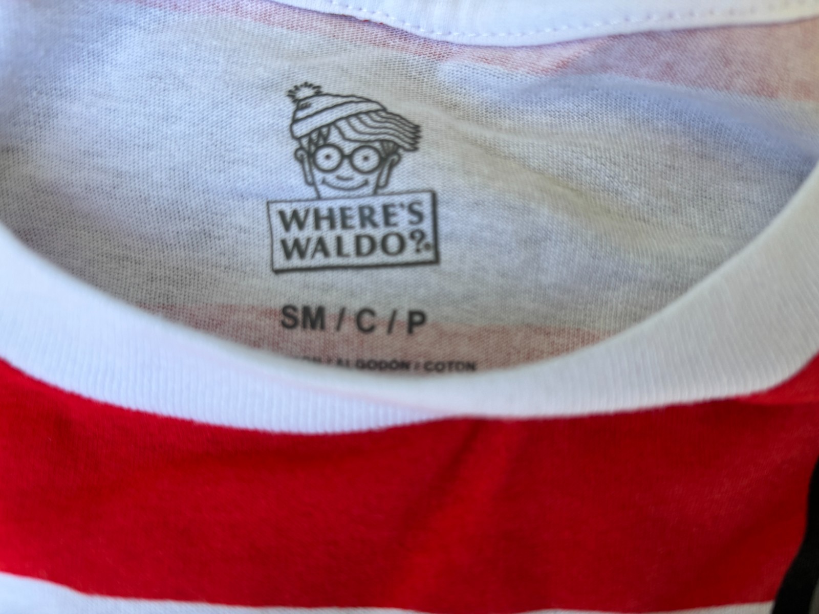 Where&rsquo;s Waldo Binoculars Glasses Red Striped Costume T Shirt Mens S/M