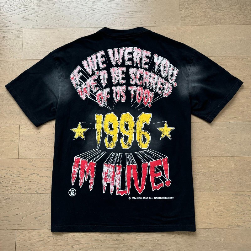 Hell Studios star Retro Wash Black Trendy Men&rsquo;s Women&rsquo;s Short sleeved T-shirt