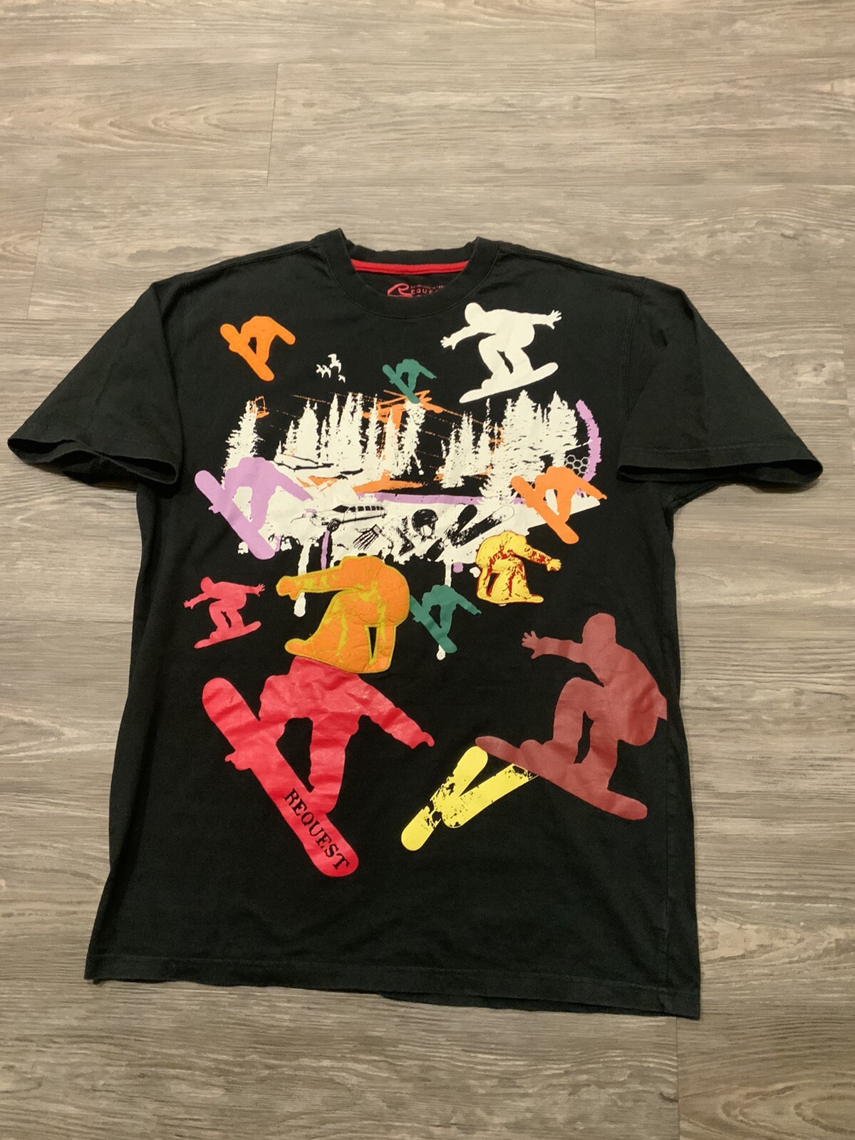 Vintage Y2K Request Snowboard Winter Freestyle Snow 3D Logo T-Shirt Sz. XL