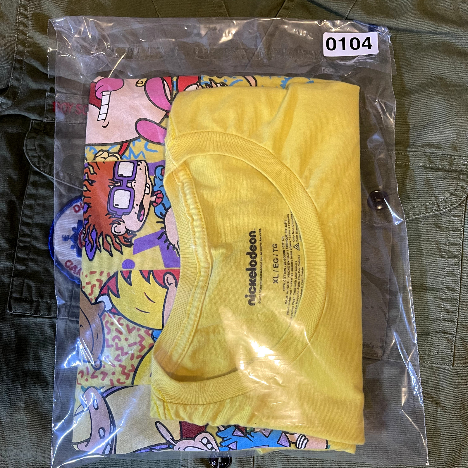 Nickelodeon 90s Cartoons Shirt Mens XL Yellow Rugrats Arnold Ren & Stimpy