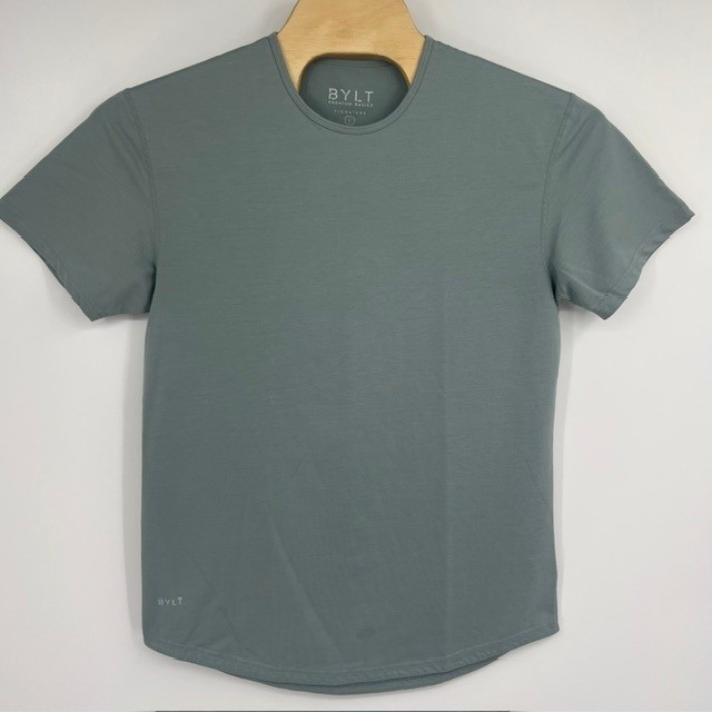 BYLT Premium Basics Signature Tee Mens Large Sage Green Curved Hem T-Shirt