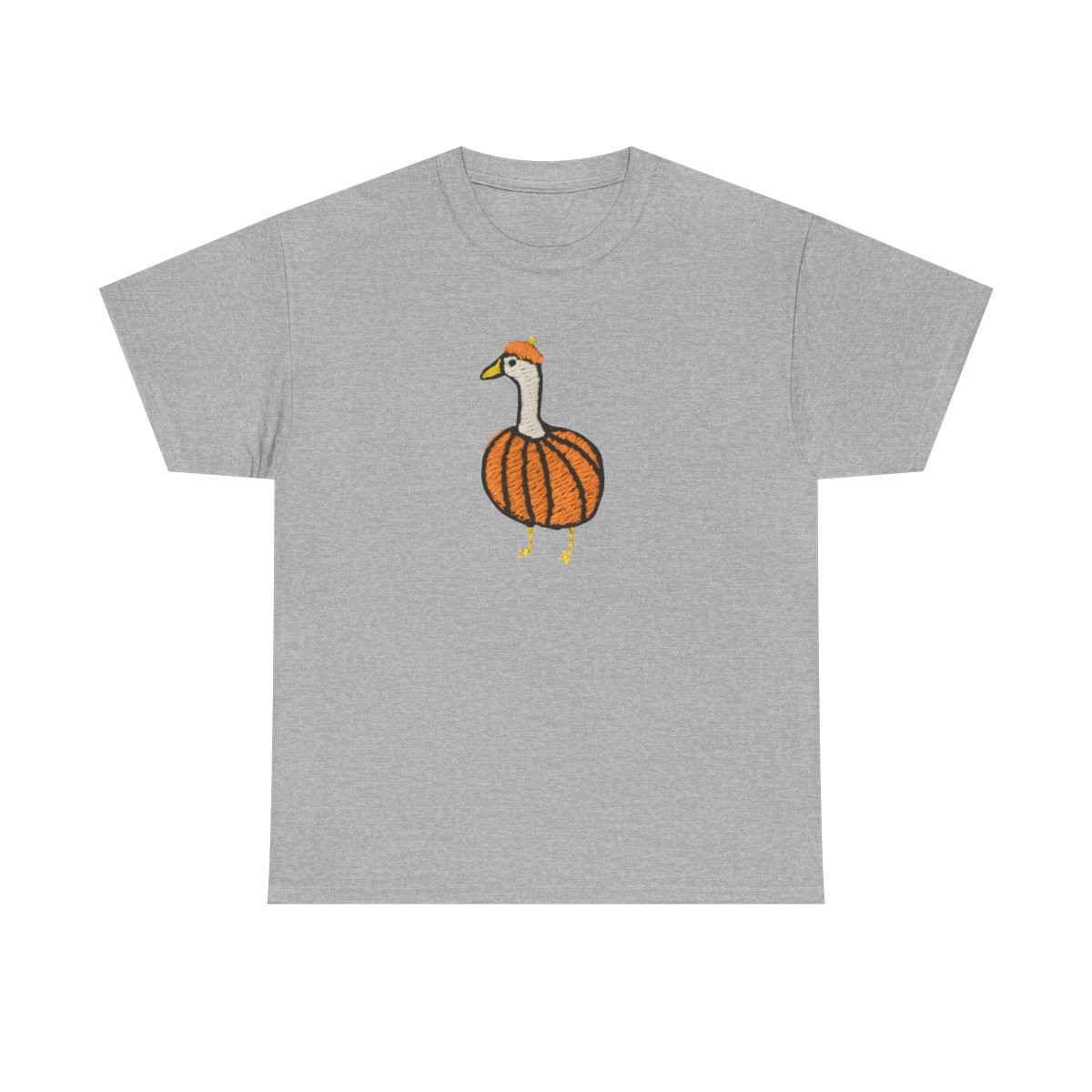 Cute Pumpkin Goose Embroidered Shirt Fall Autumn Graphic Tee