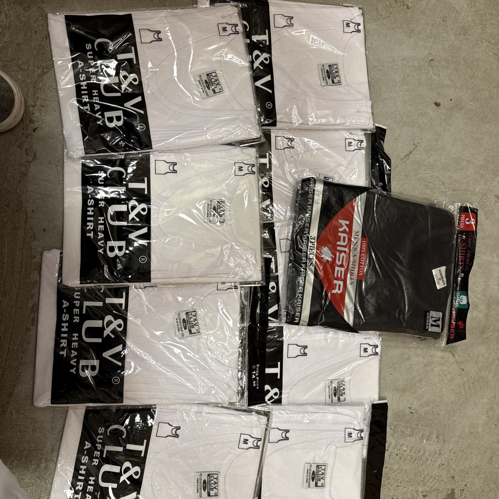Lot Of 12 White/black Medium A-Shirt/ Tang Top Special,Last Of Inventory
