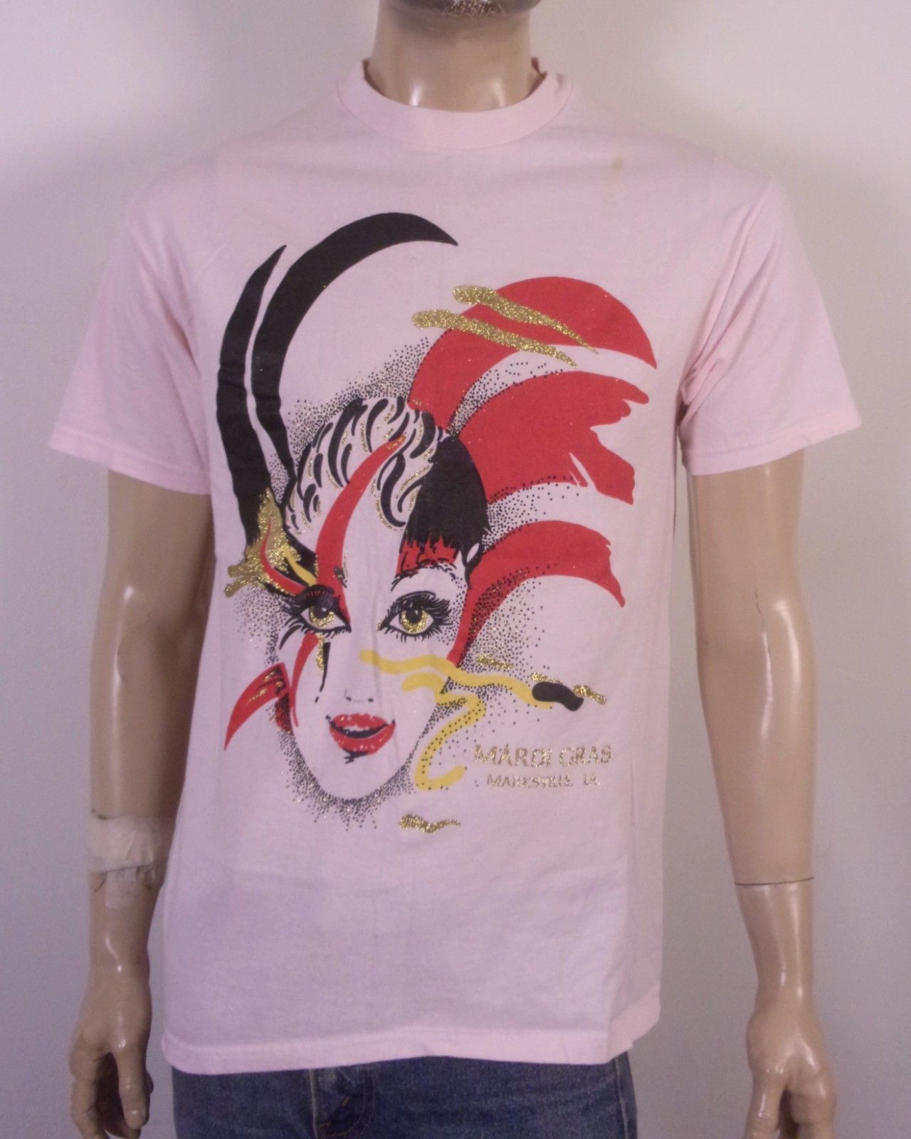 vintage 80s 90s Diamond Dust Mardi Gras T-Shirt Marksville LA USA sz M