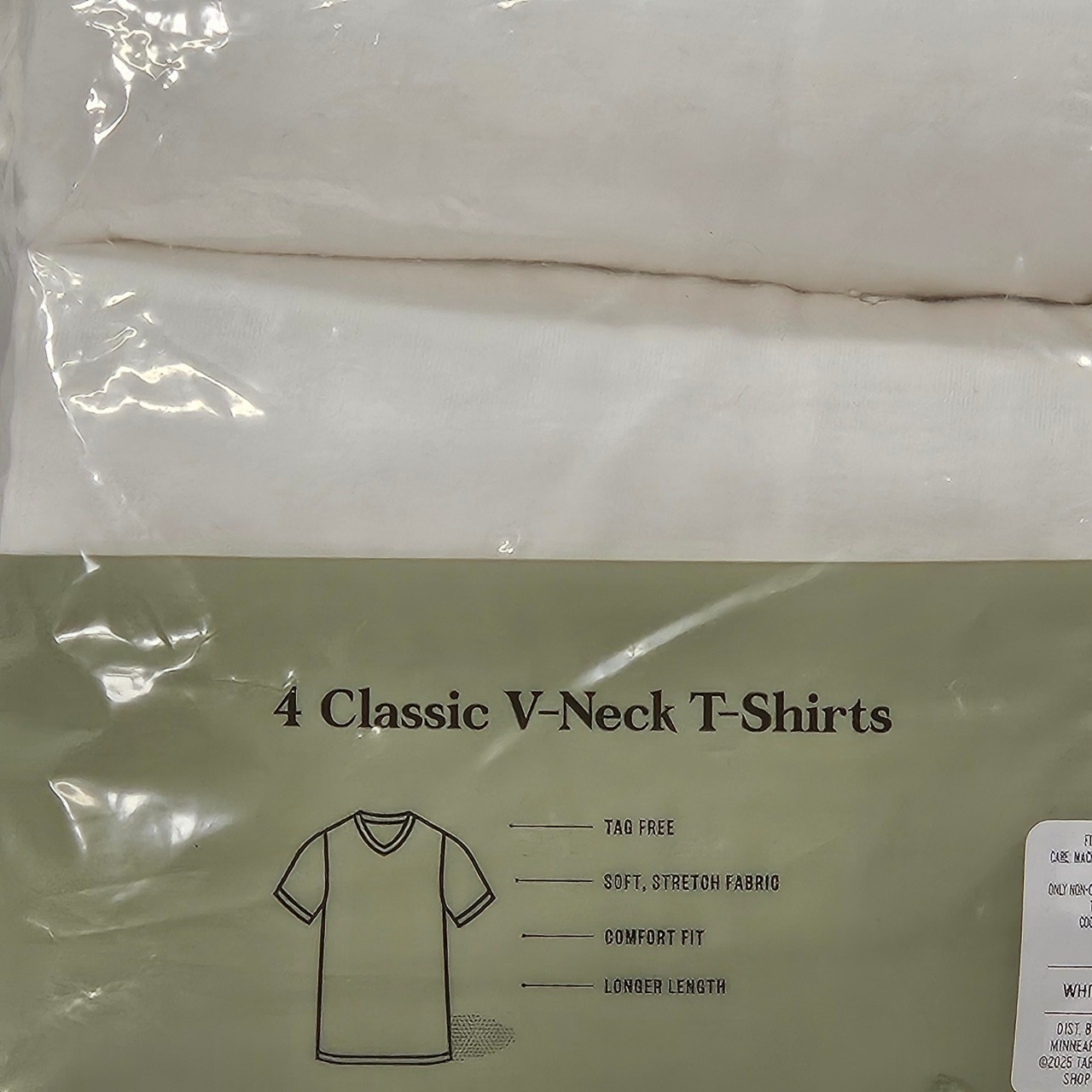Goodfellow Classic V Neck 3 T Shirts White Size S Soft Stretch Longer Length