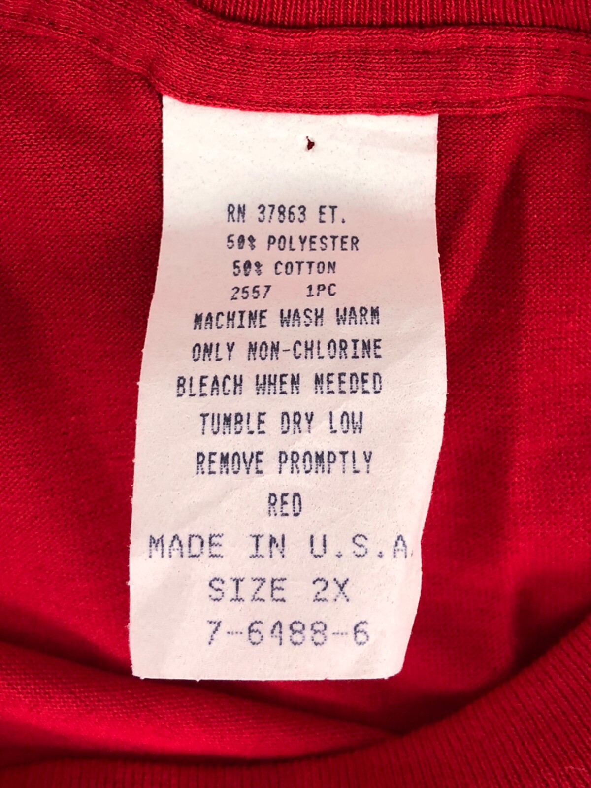 Vintage Men 2XL Shirt Single Stitch Red Made In USA Cotton Blend Blank 50/50 EUC