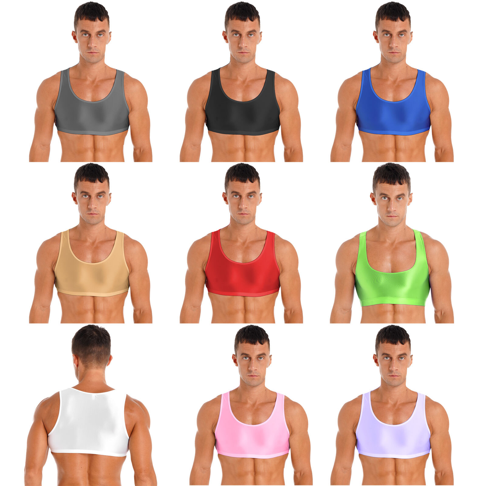 YiZYiF Men&rsquo;s Sleeveless Crop Tank Top Basic Casual Shirt Sports Fitness Blouse
