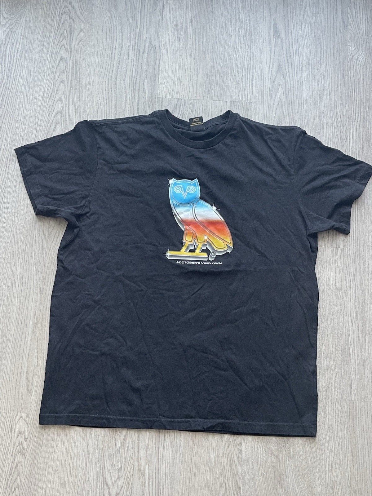 OVO Octobers Very Own Men&rsquo;s Chrome Owl T-Shirt Classic Fit Black Size XL